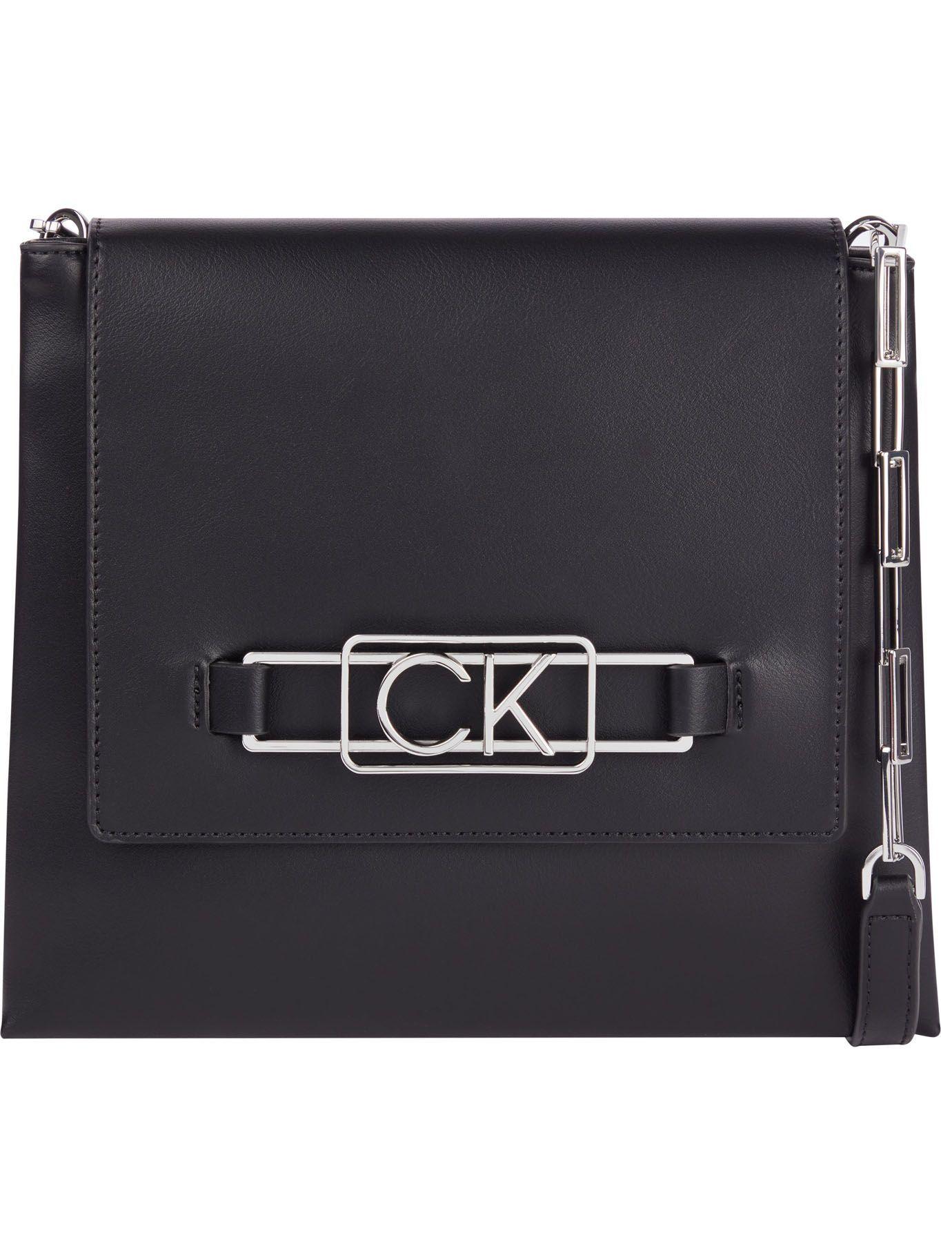 Cartera Shoulder Ck Metal Negro Calvin Klein Mujer-0