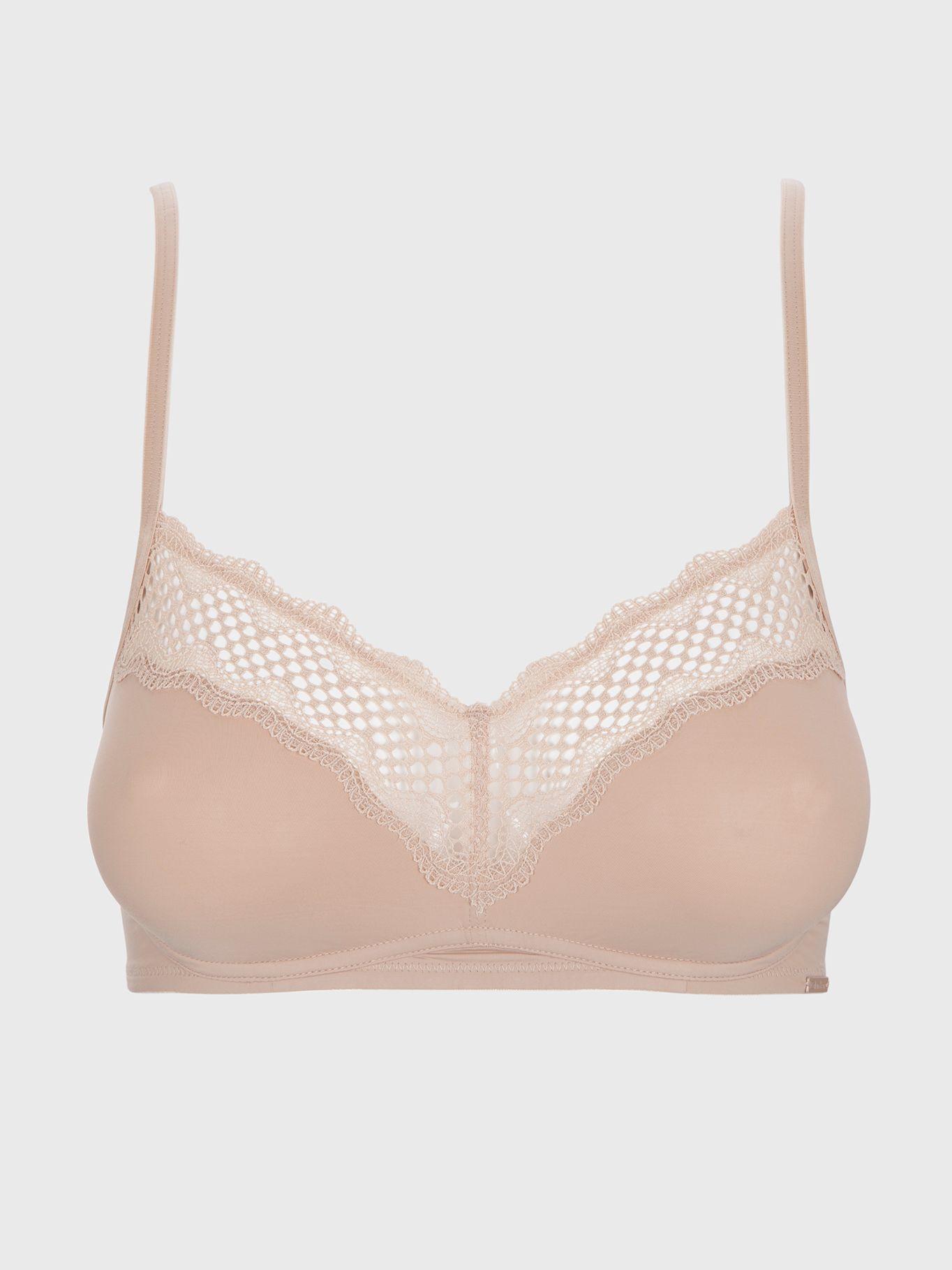 Bralette Unlined Mirror Lace Chocolate Calvin Klein-0