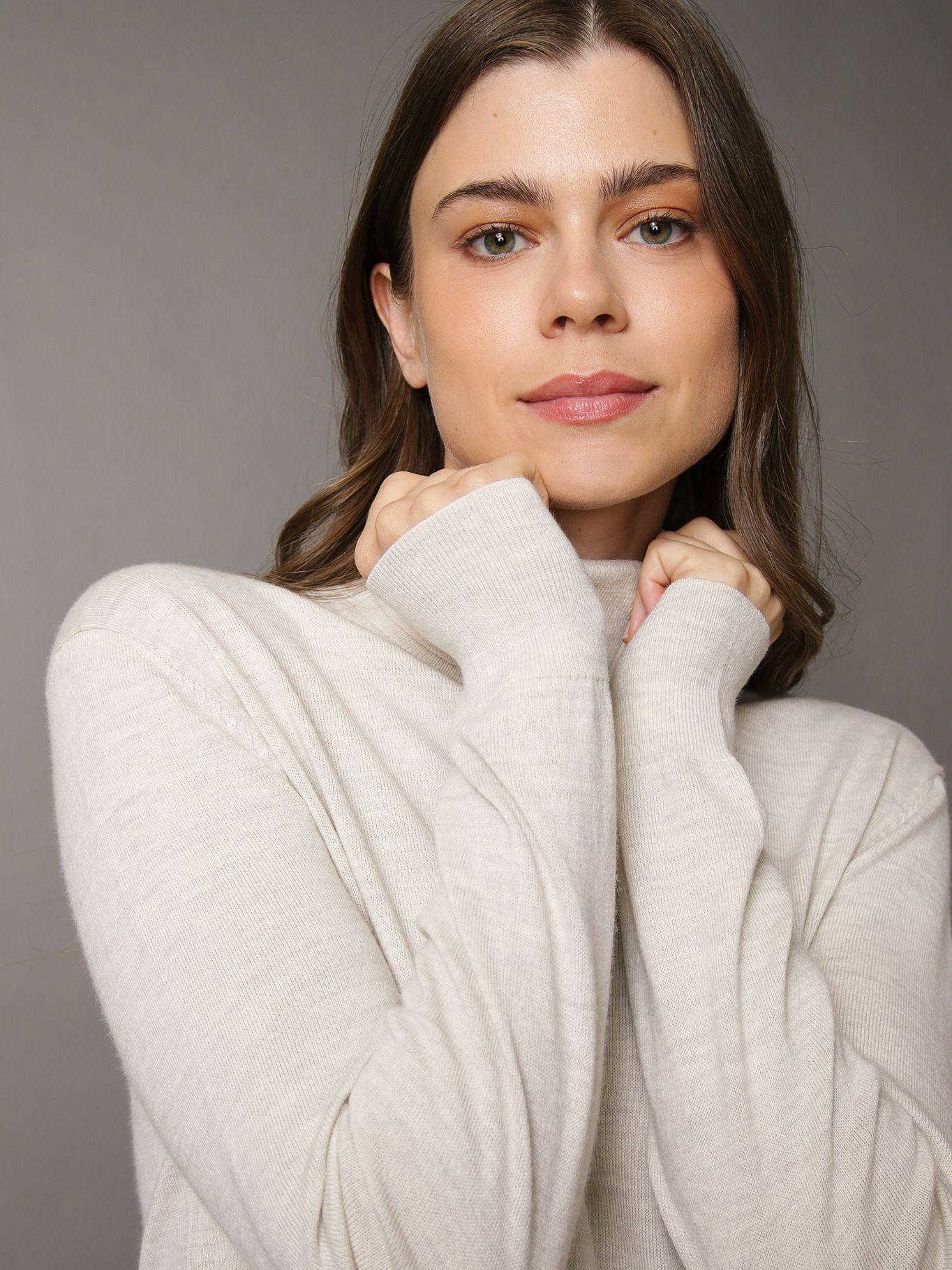 Sweater De Cuello Alto y Lana Merino Beige Calvin Klein-3
