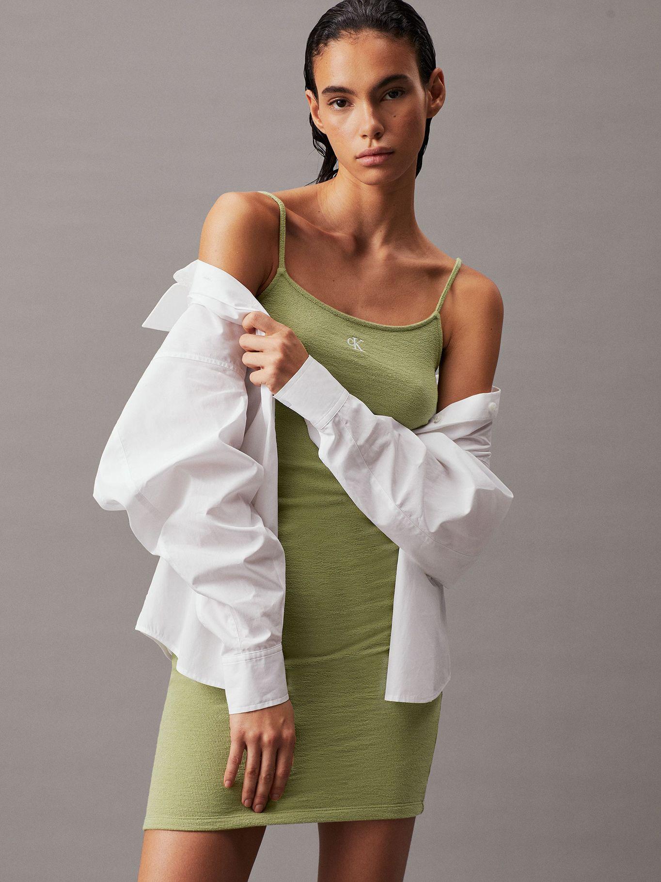Vestido Slub Rib Verde Calvin Klein-5