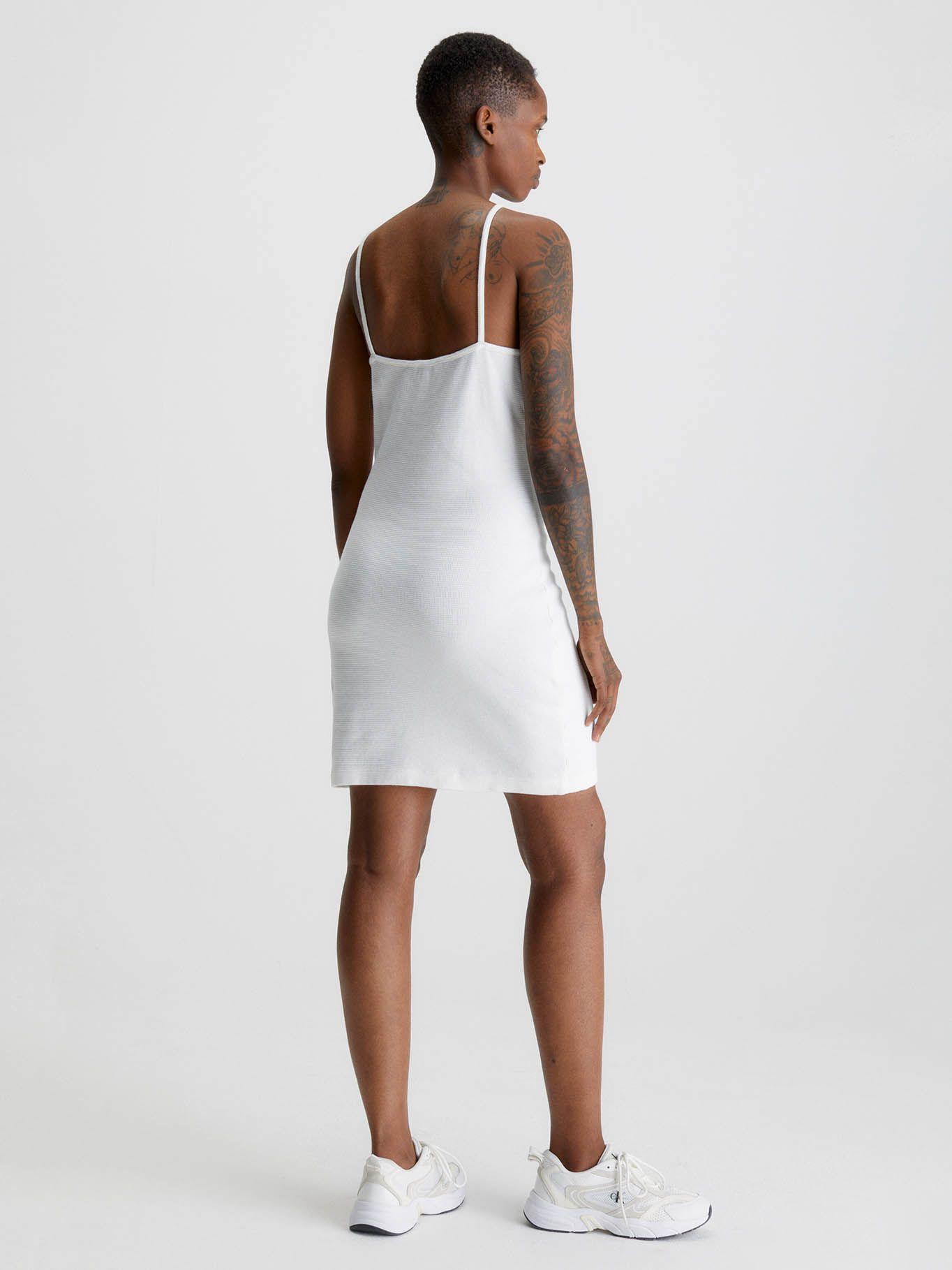 Vestido cogido al cuello de algodón gofrado Blanco Calvin Klein-1