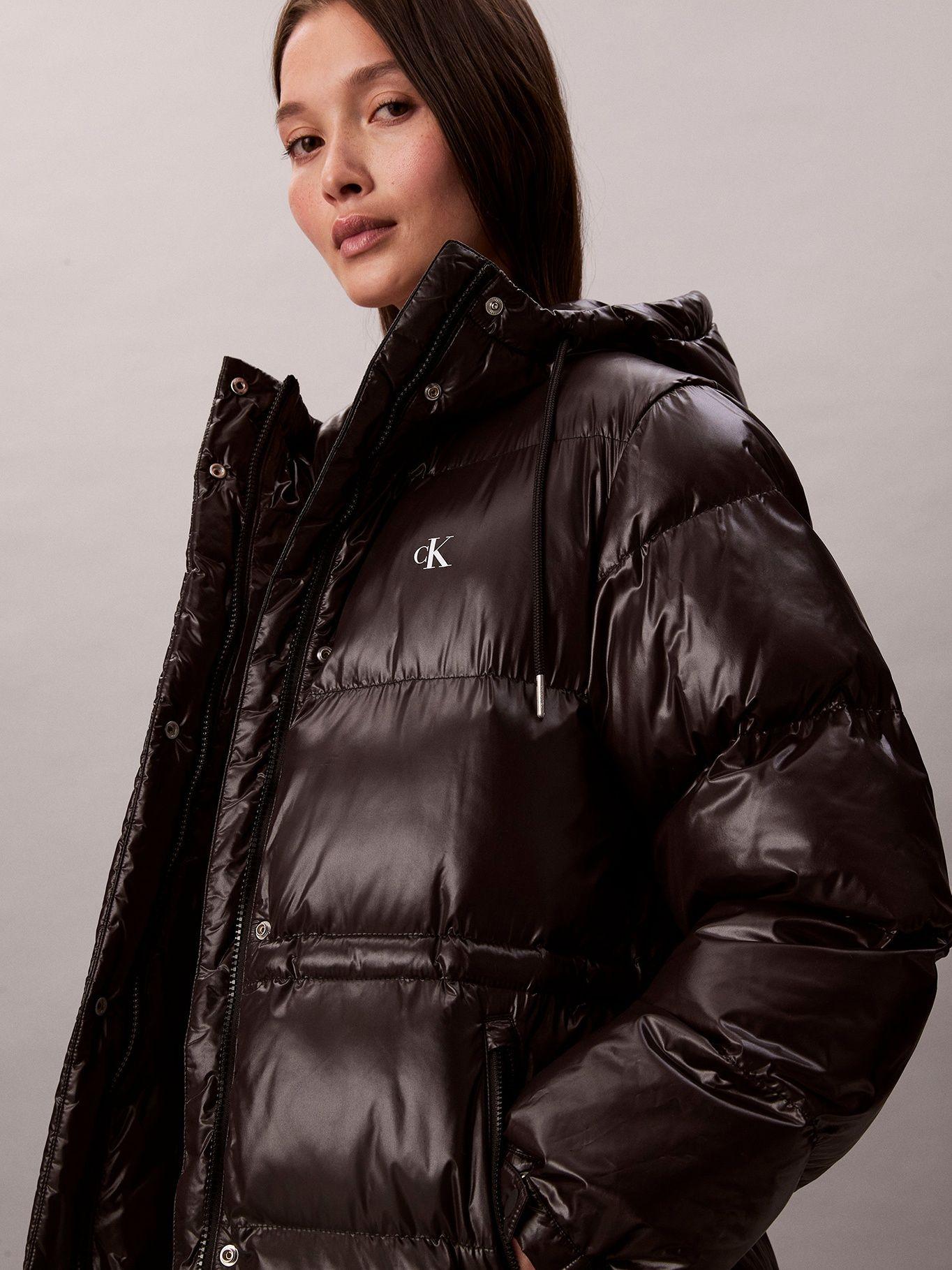 Parka Larga Puffer con Efecto Glossy Negro Calvin Klein-3