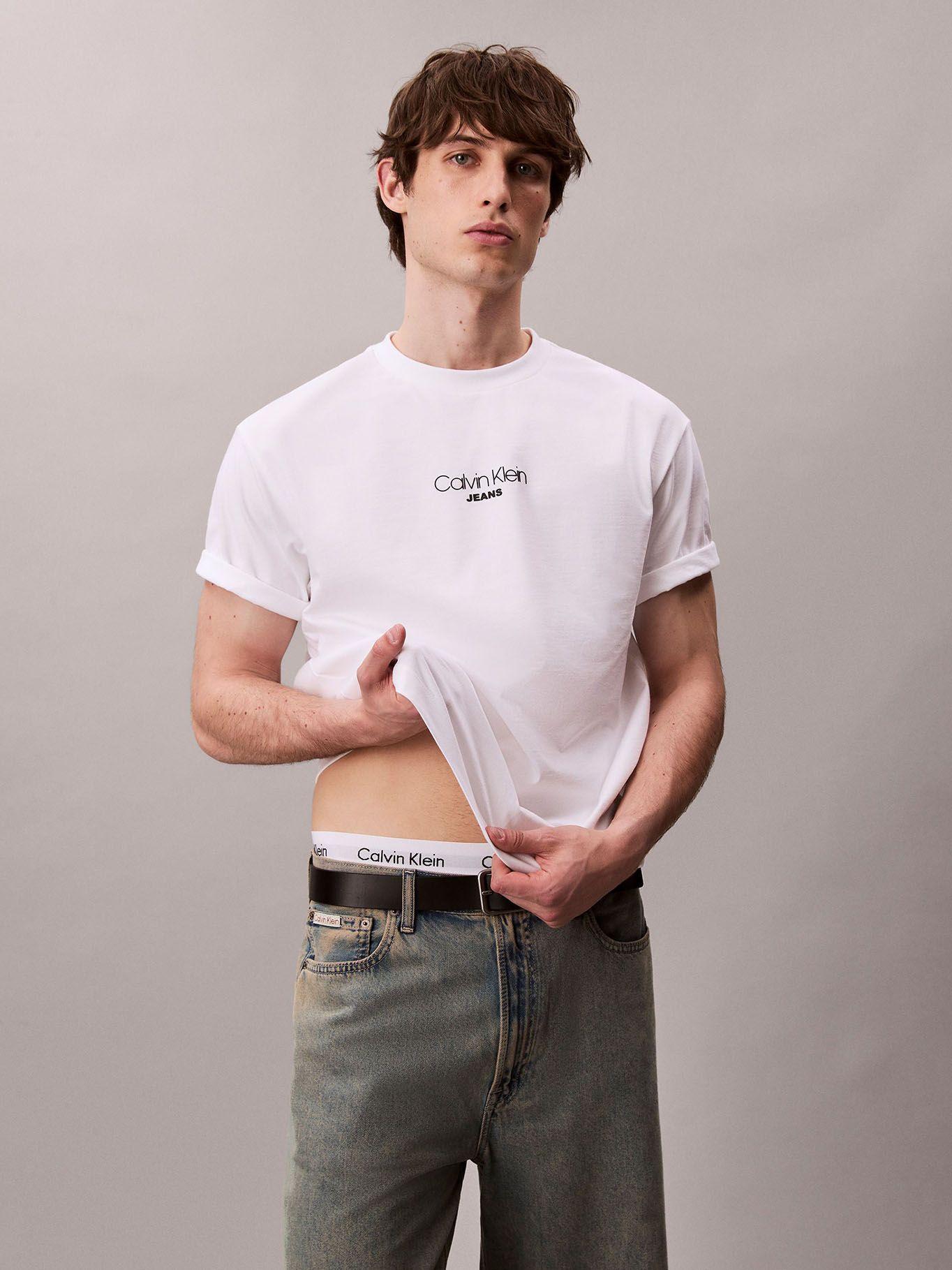 Polera Relaxed con Logotipo Relieve Blanco Calvin Klein-3