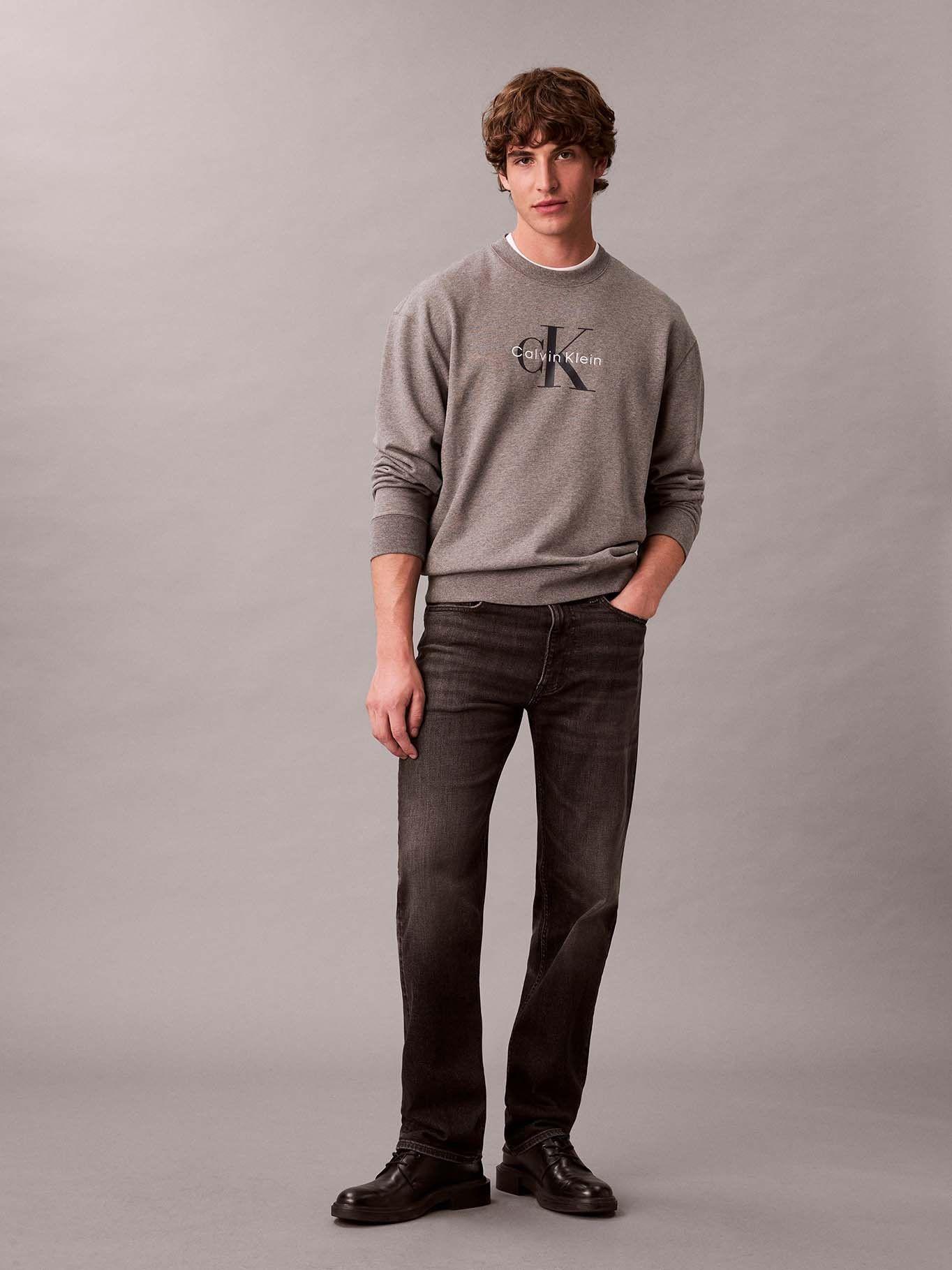 Polerón Felpa con Monograma Estampado Gris Calvin Klein-1