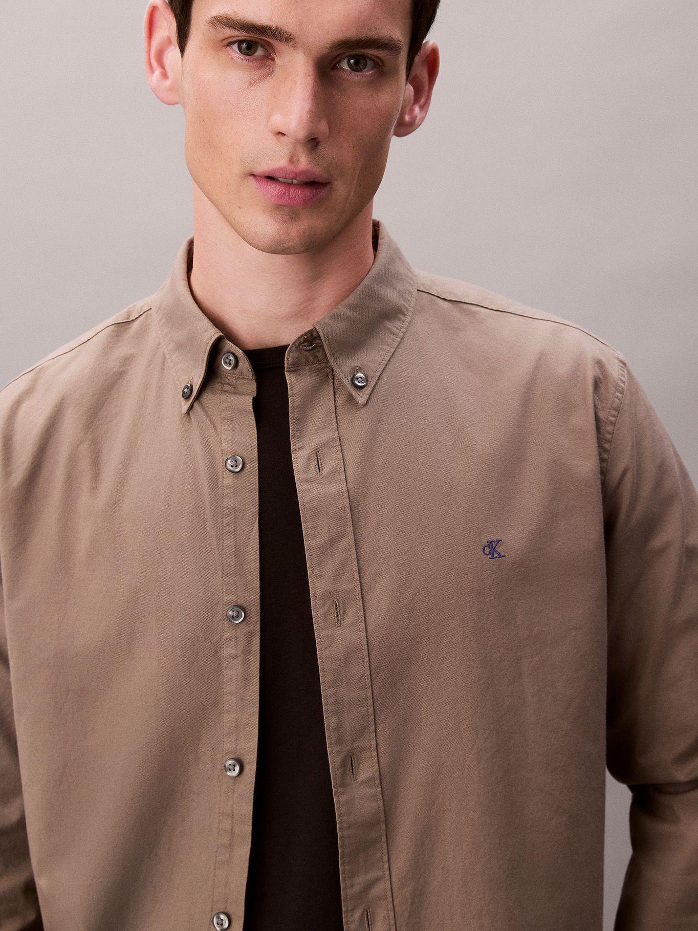 Camisa Oxford Clásica Beige Calvin Klein-3