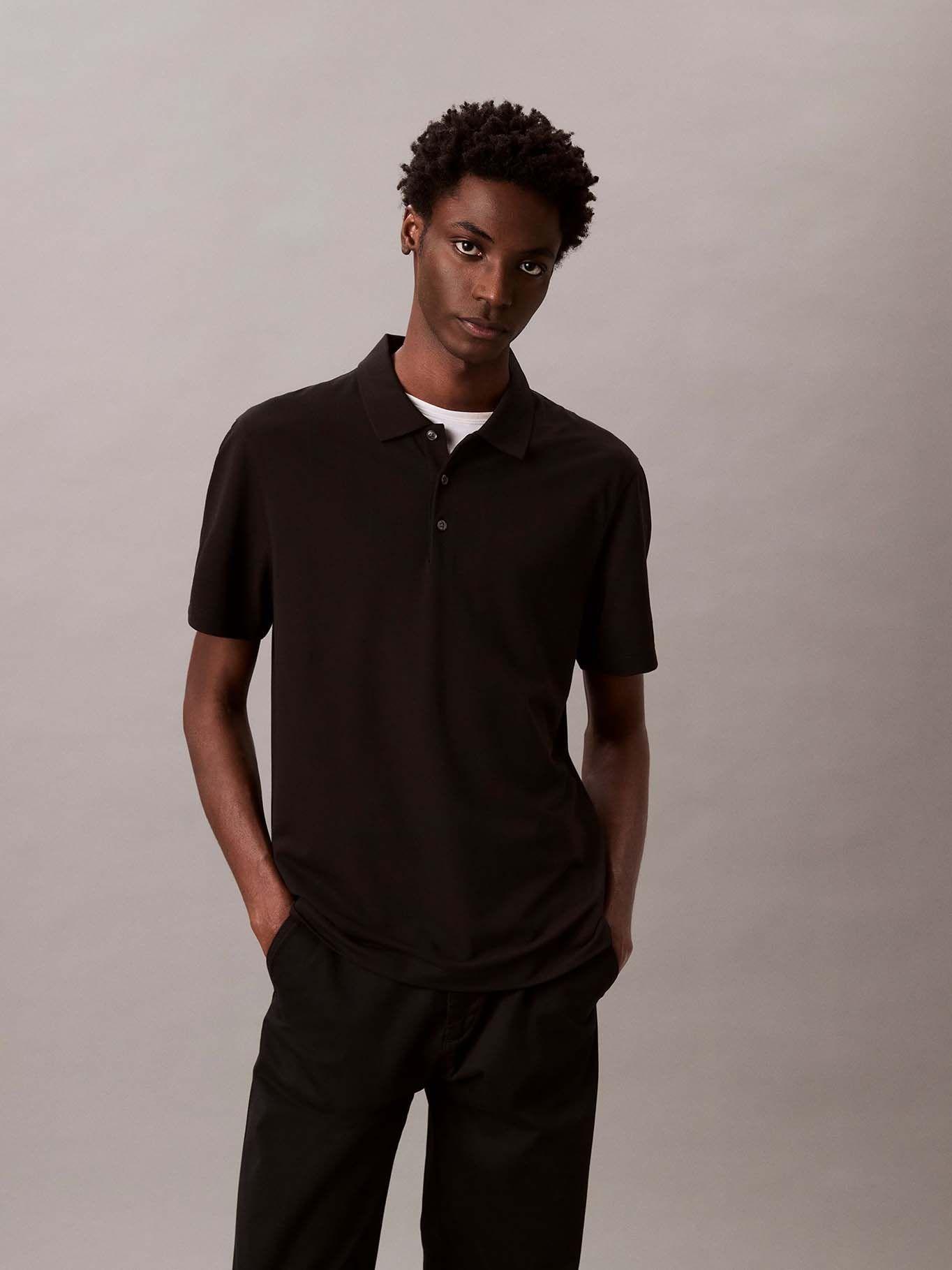 Polo Elástico con Rayas Negro Calvin Klein-0