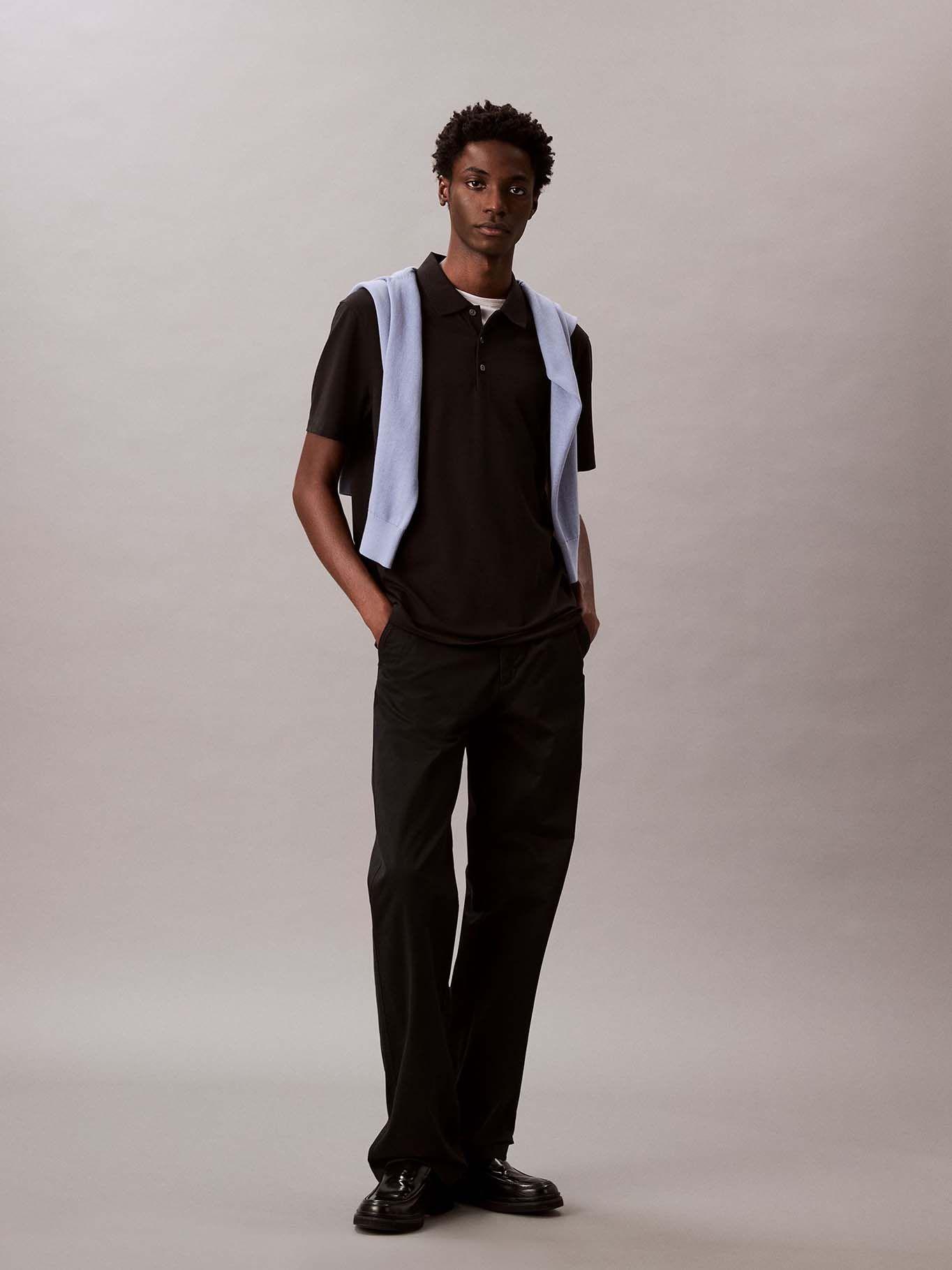 Polo Elástico con Rayas Negro Calvin Klein-1