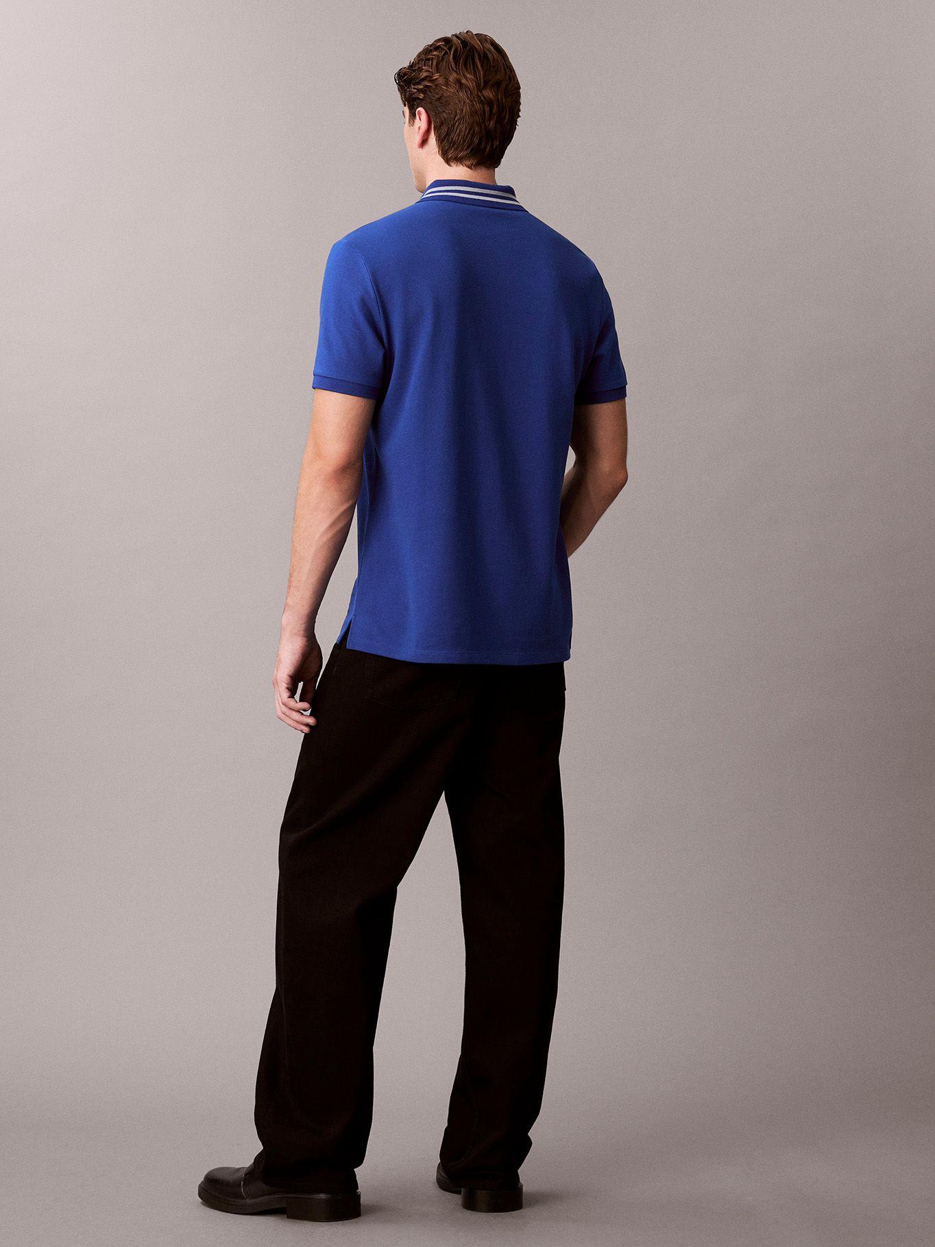 Polo con Contraste en Cuello Azul Calvin Klein-2