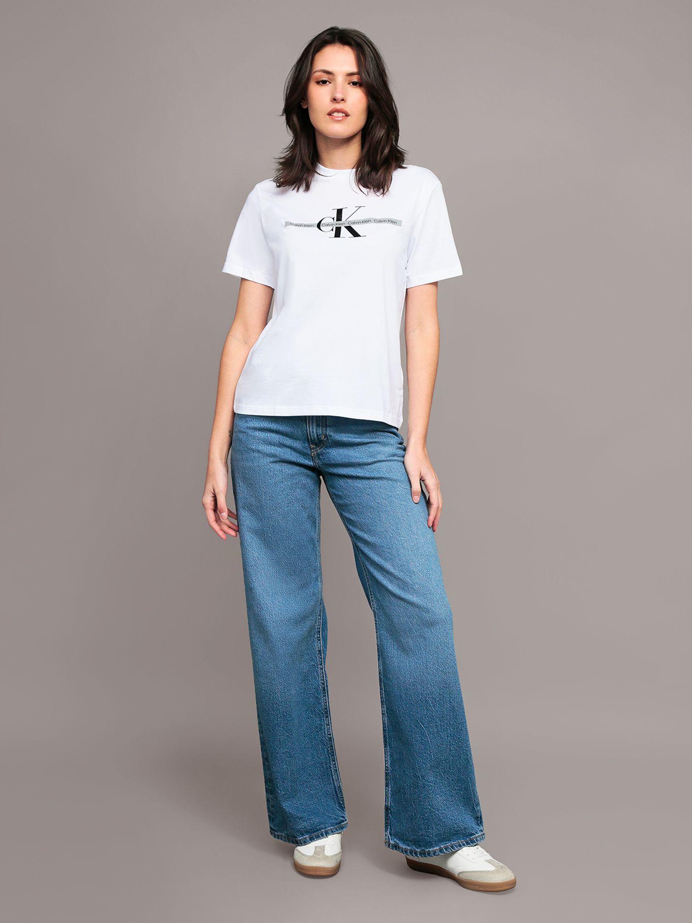 Polera classic con logo tape Blanco Calvin Klein-1