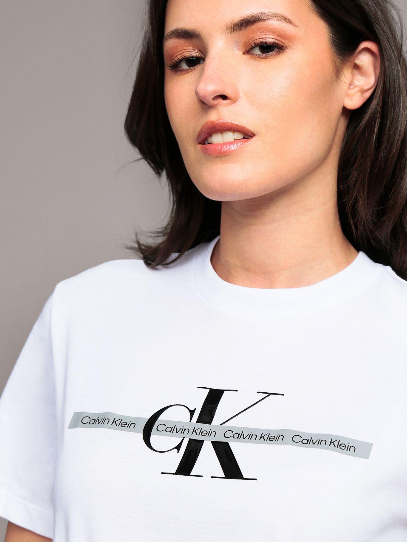 Polera classic con logo tape Blanco Calvin Klein-4