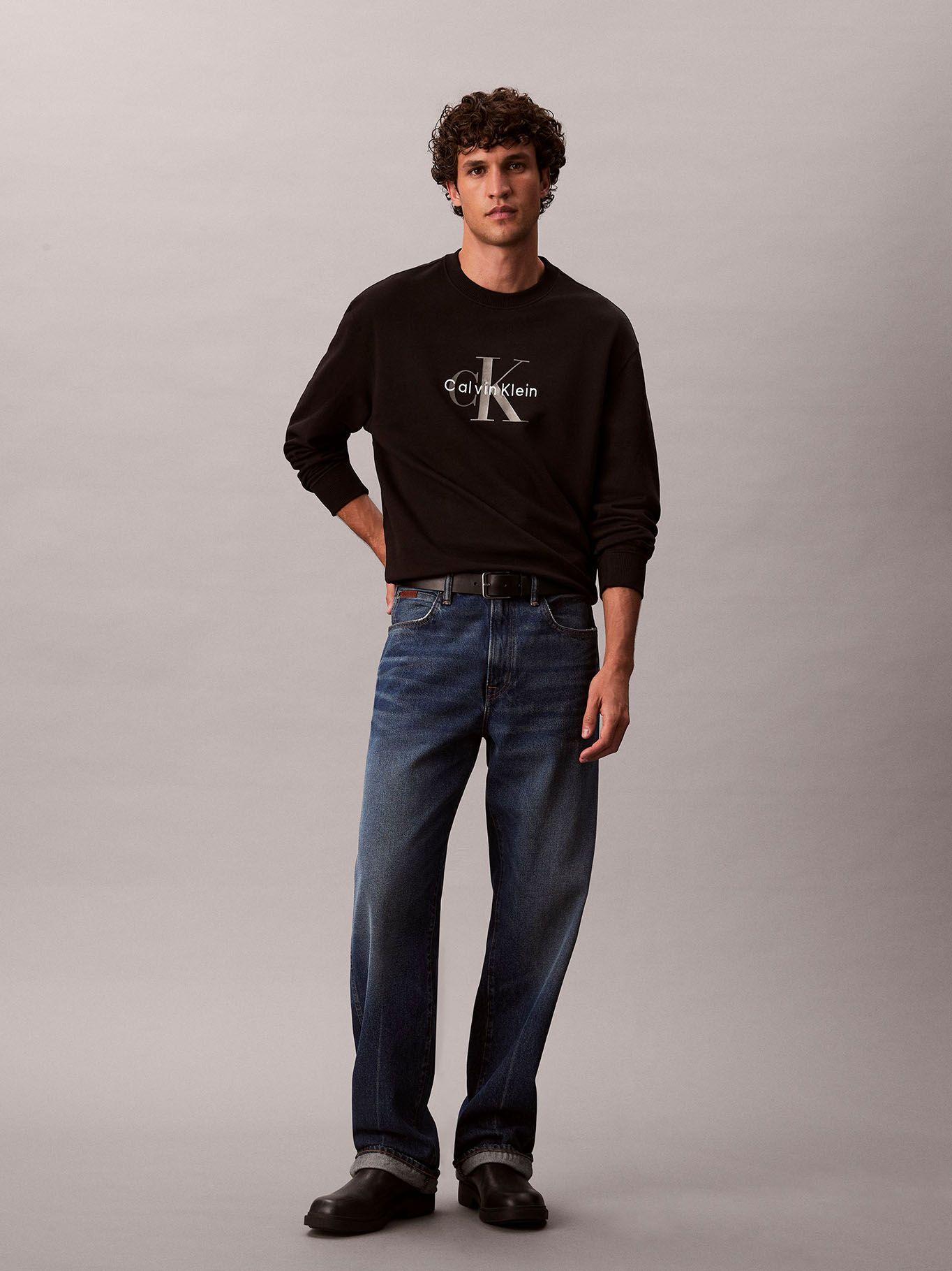 Polerón de Felpa Monograma Estampado Negro Calvin Klein-1