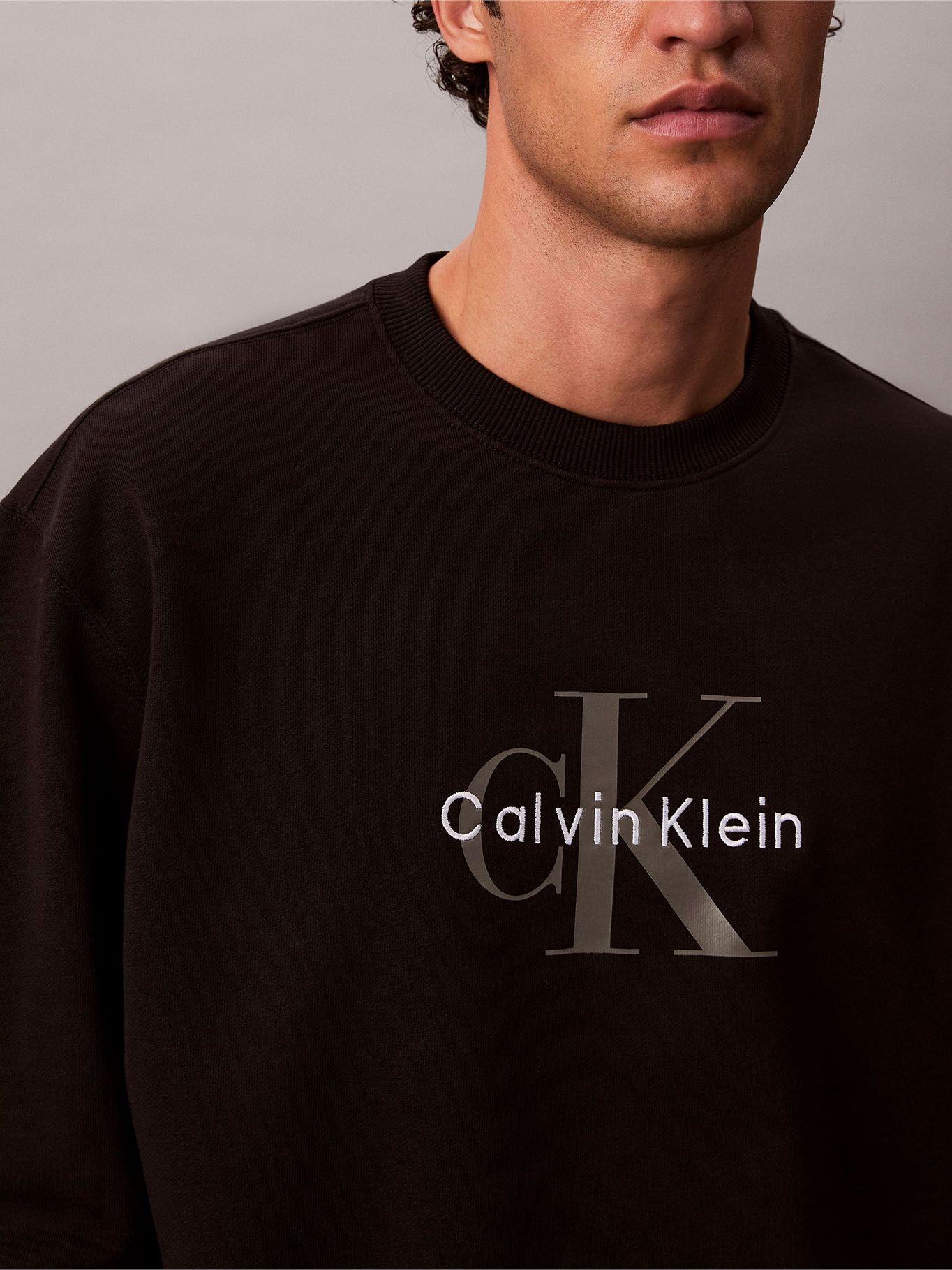Polerón de Felpa Monograma Estampado Negro Calvin Klein-4