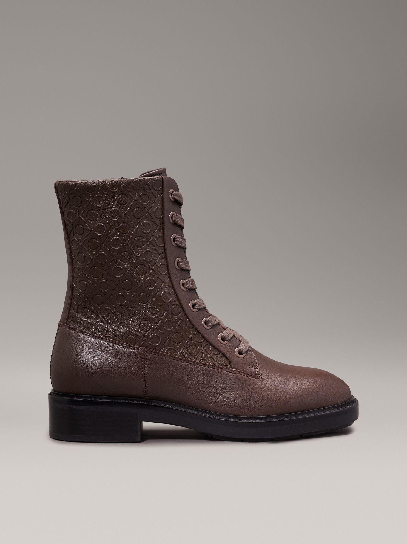 Botas Flat Combat Café Calvin Klein Mujer-5