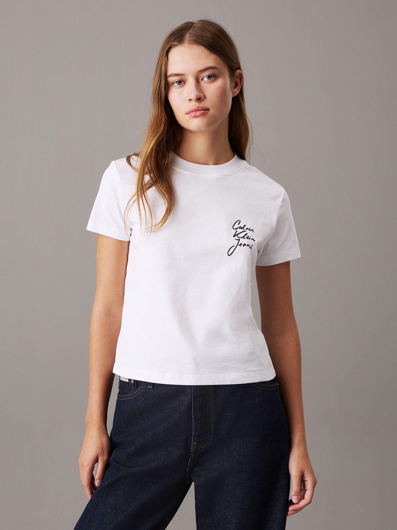 Polera slim con logo Blanco Calvin Klein-0
