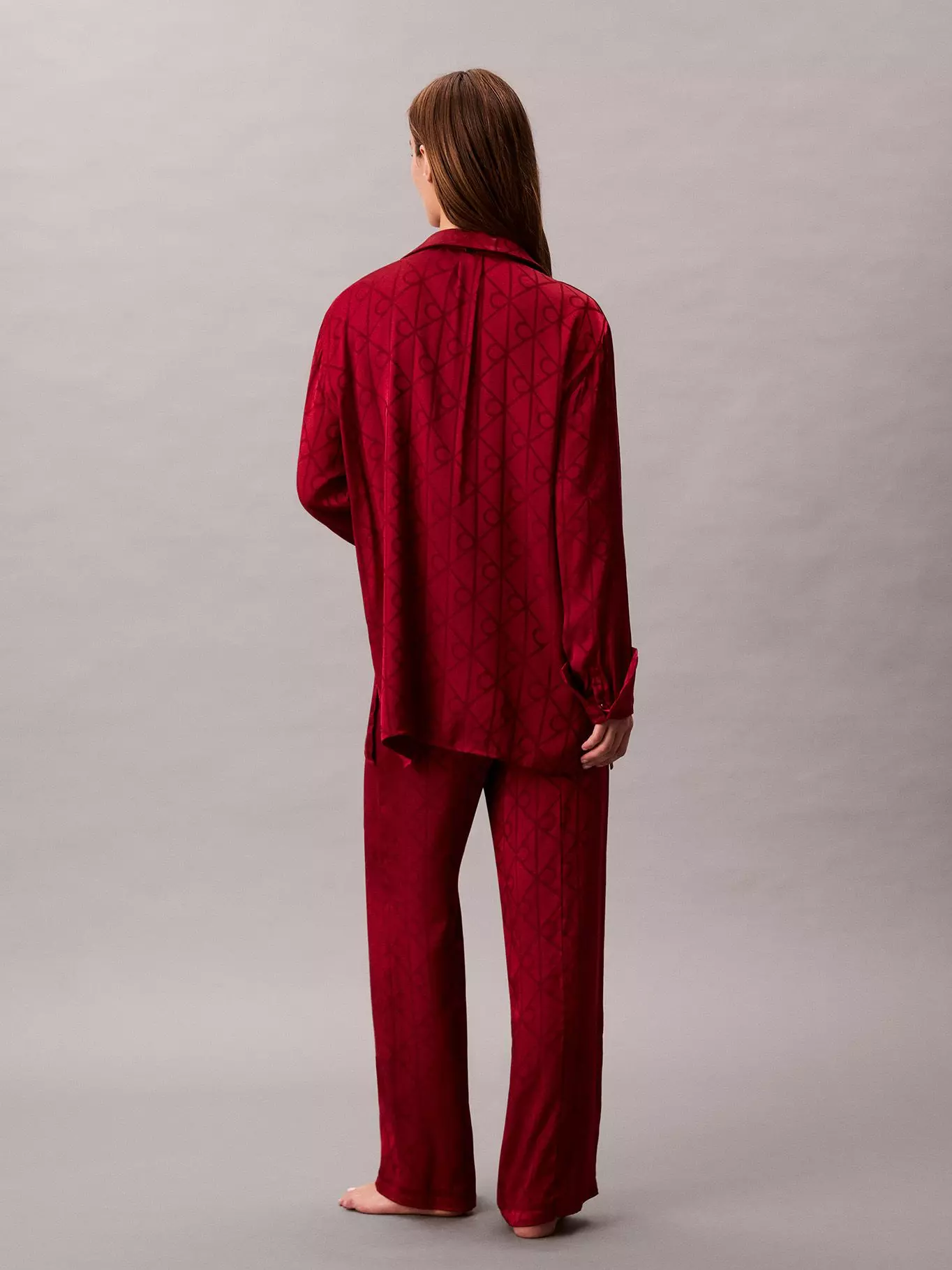Camisa Pijama de Satén con Estampado Rojo Calvin Klein-2