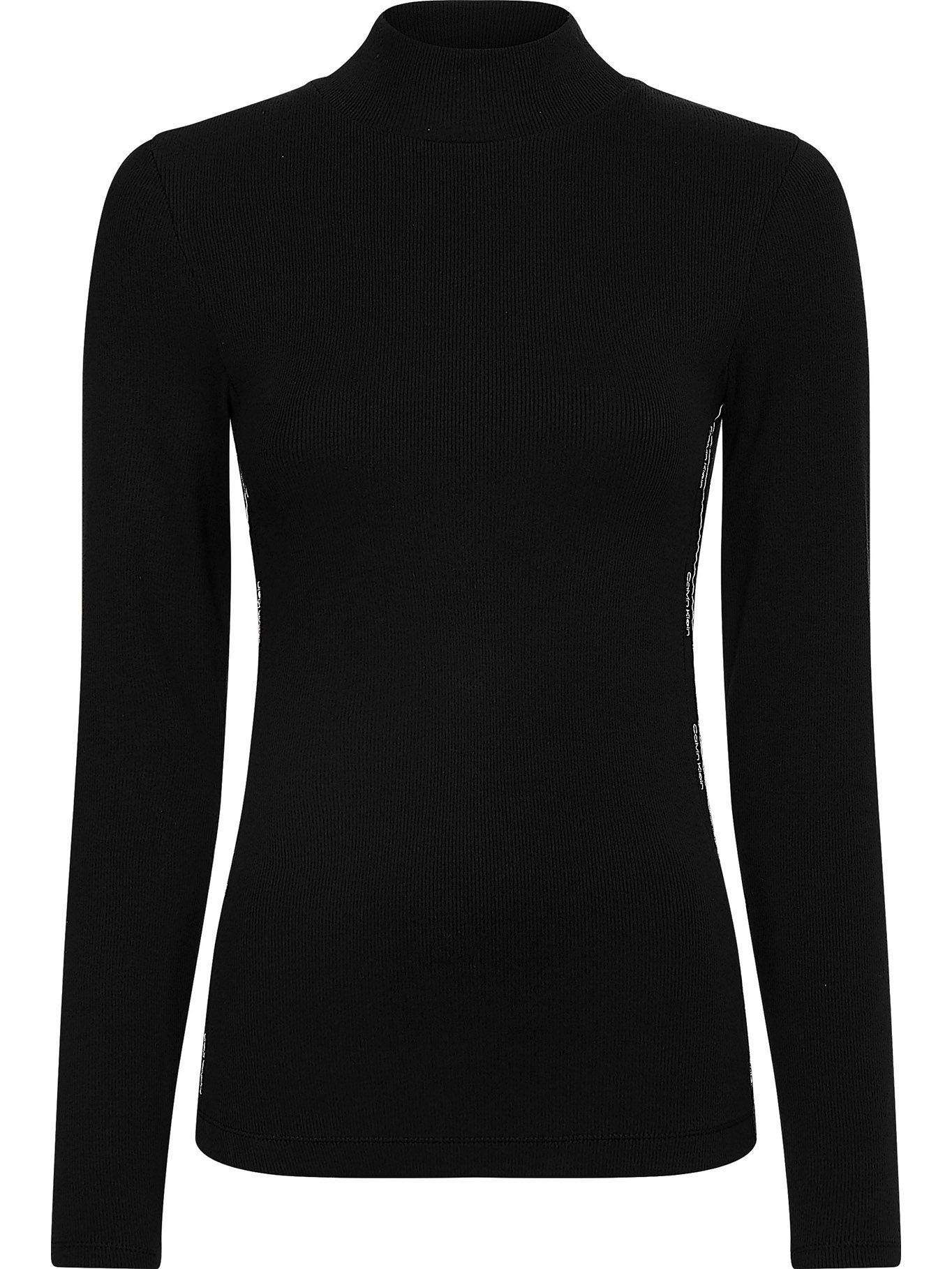 Polera Logo Tape Mock Neck Negro Calvin Klein-0