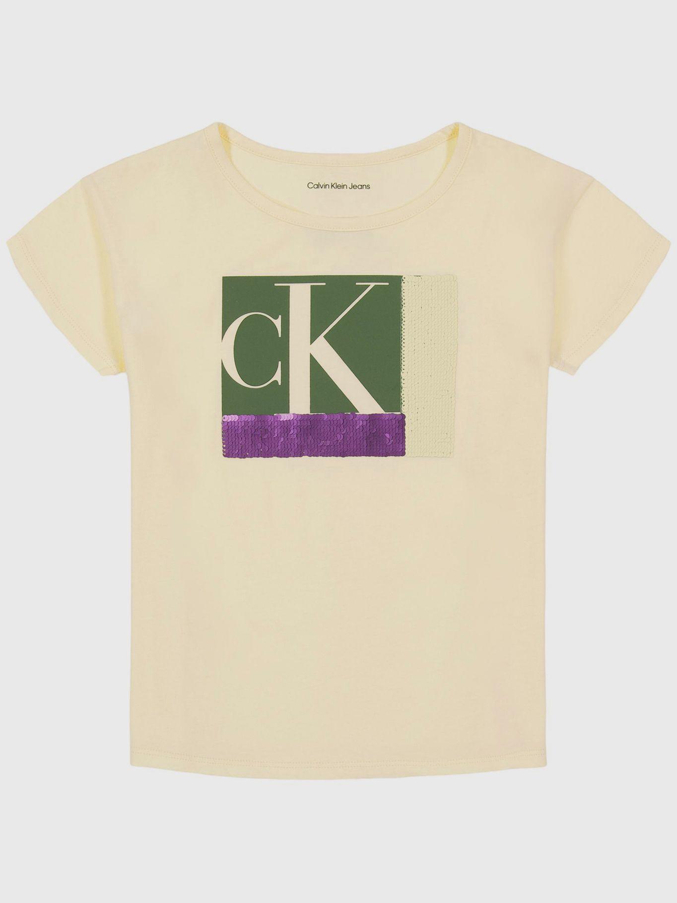 Polera Niña Colorblock Sequin Amarillo Calvin Klein-0