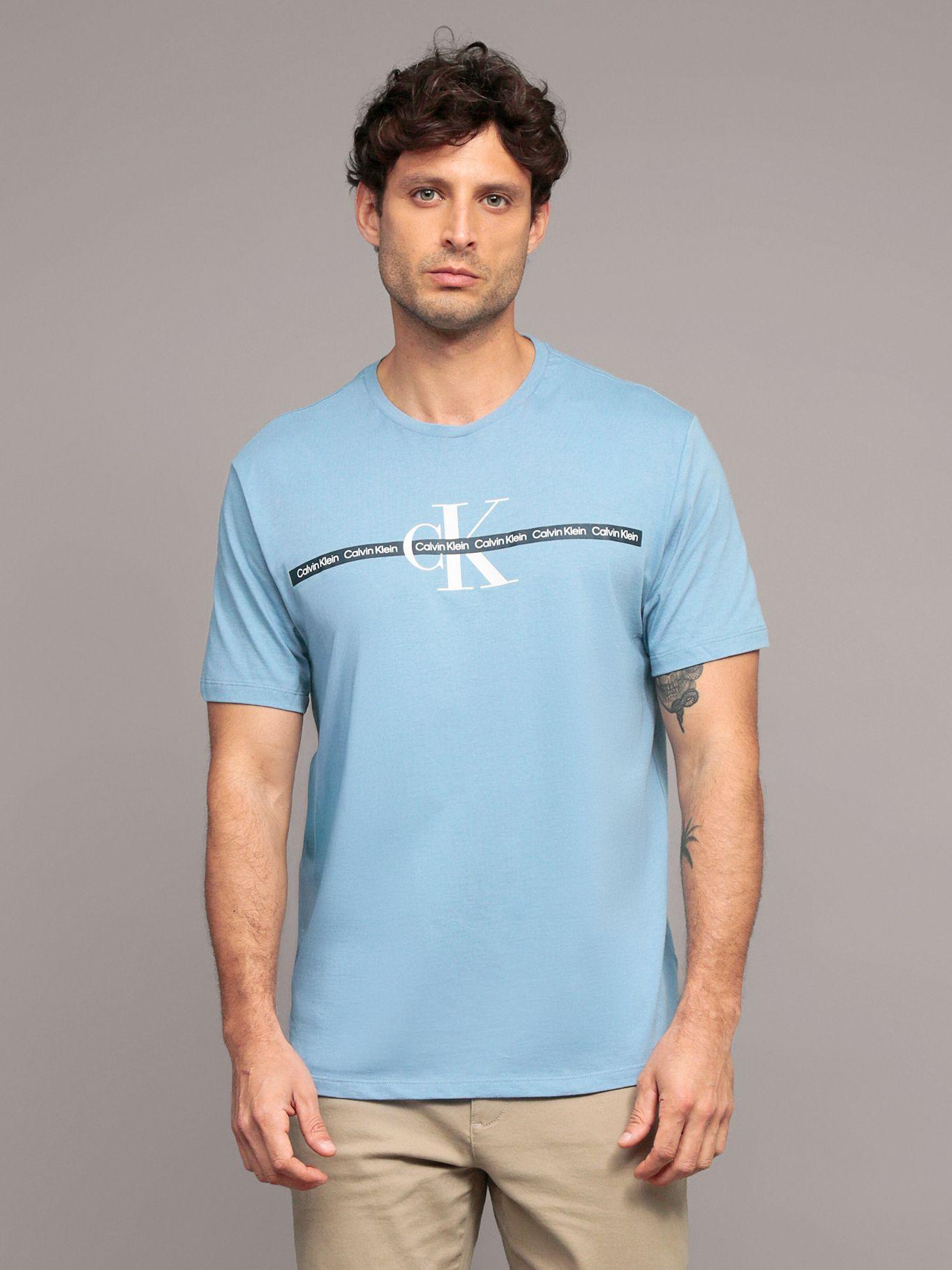 Polera con cinta repetitiva Celeste Calvin Klein-0