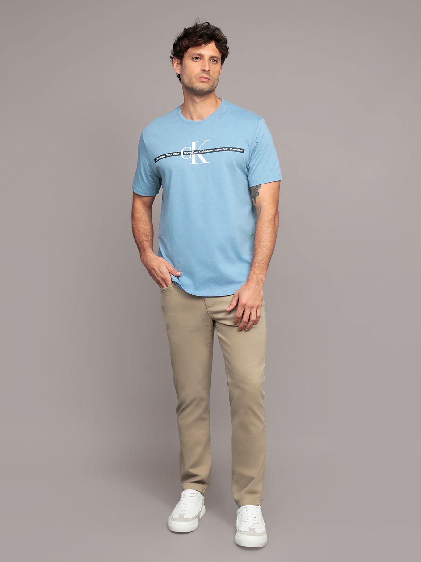 Polera con cinta repetitiva Celeste Calvin Klein-1