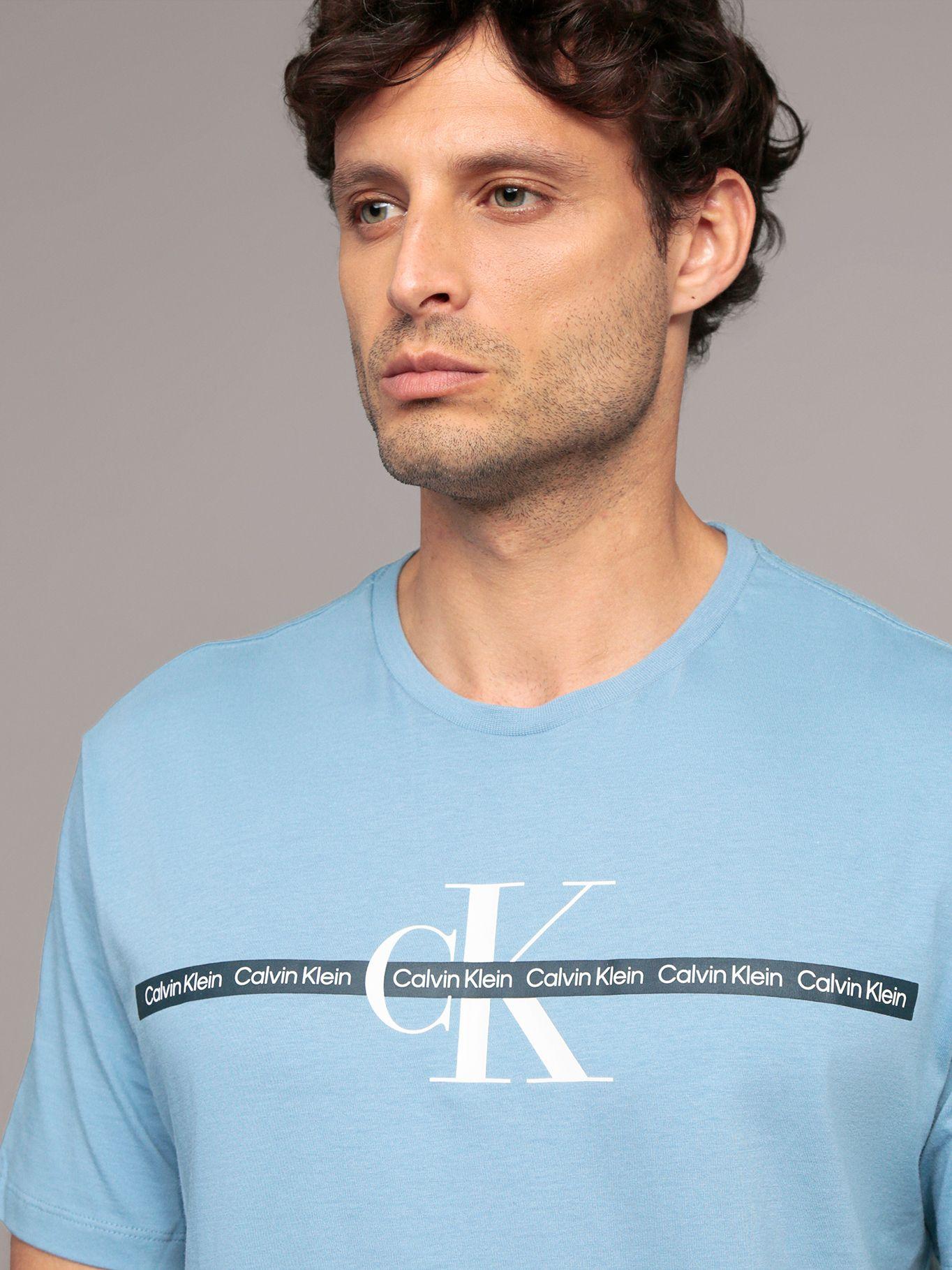 Polera con cinta repetitiva Celeste Calvin Klein-4