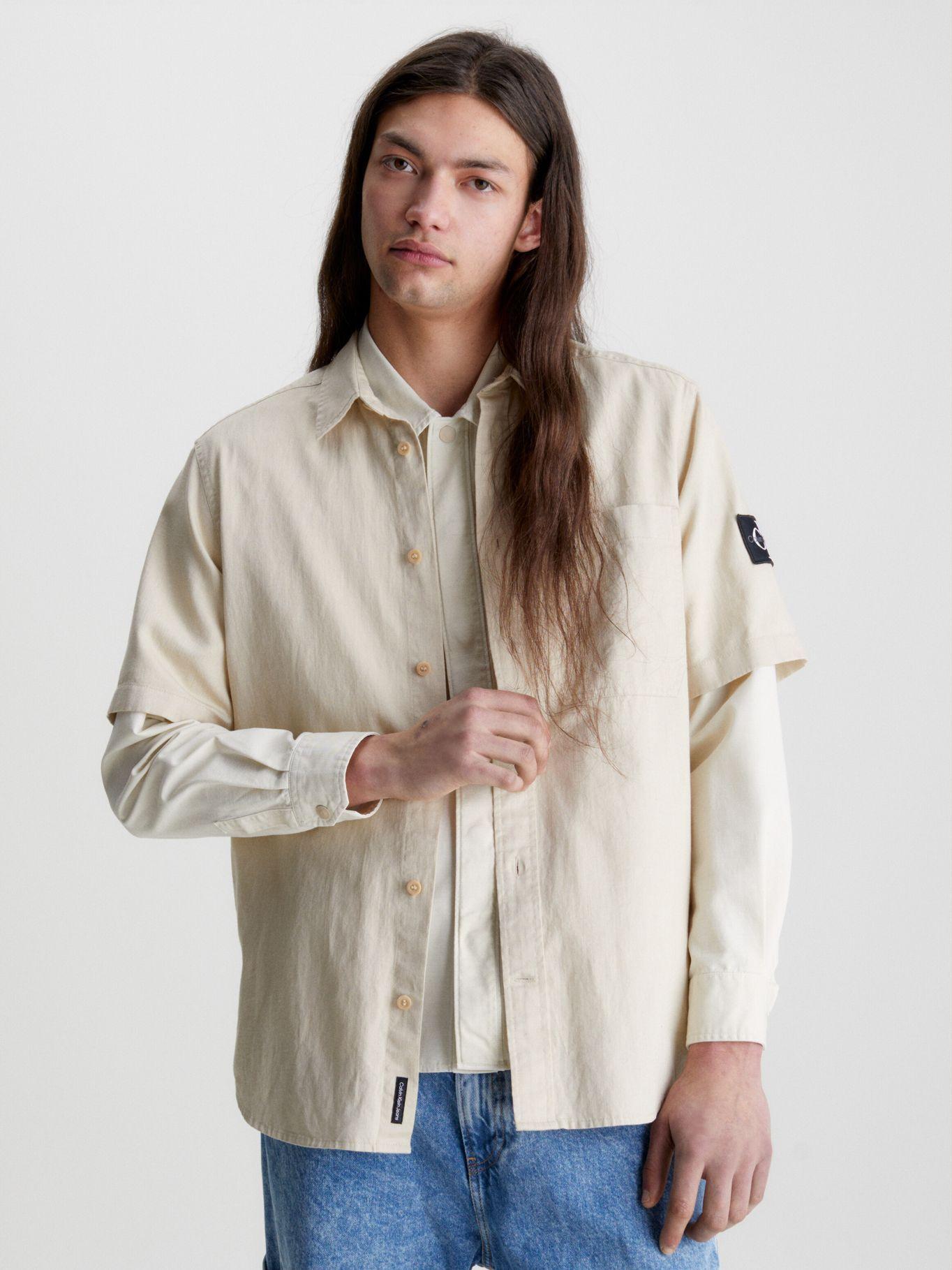 Camisa Cotton Linen Beige Calvin Klein-0