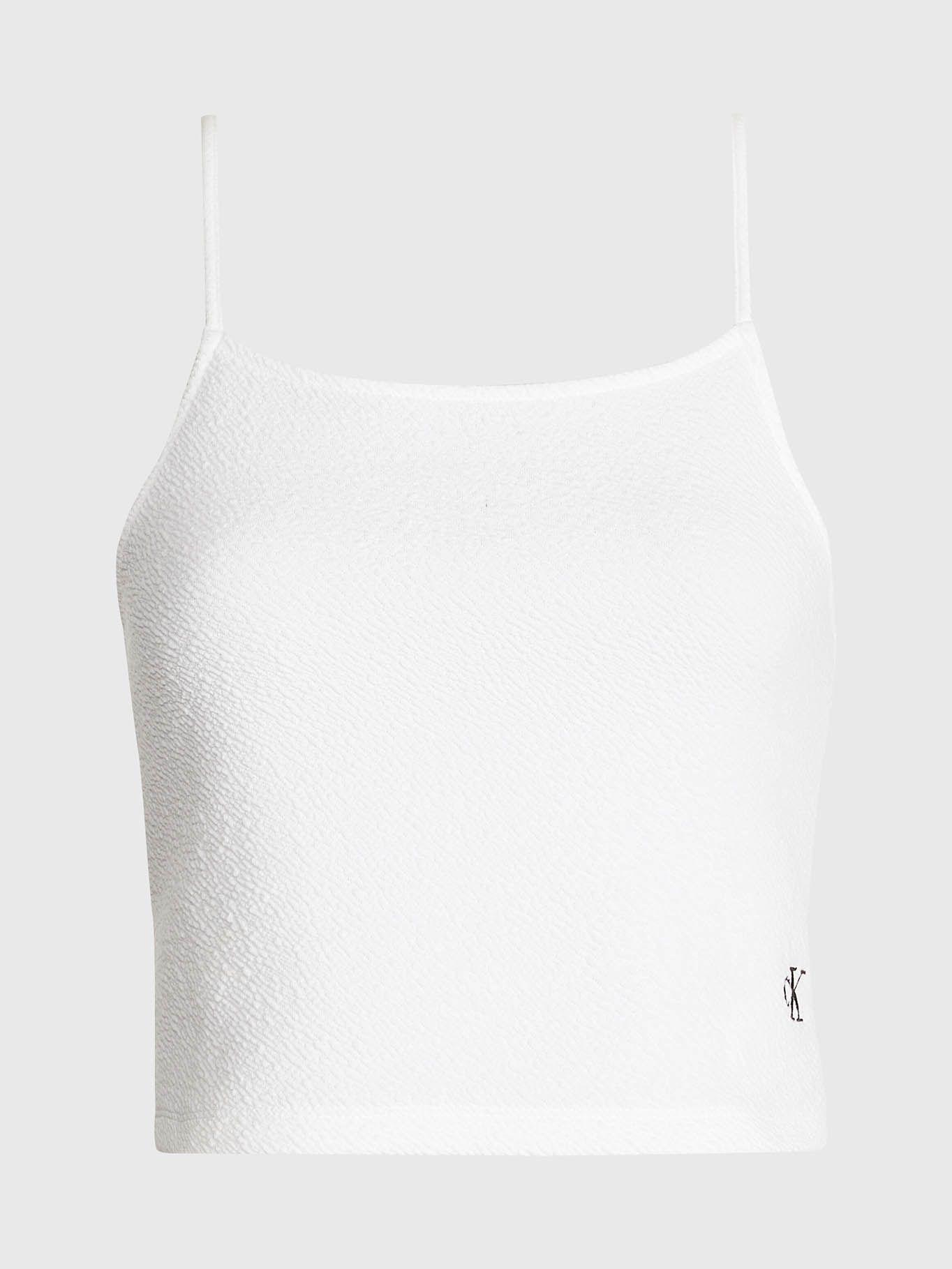 Top cropped elástico milrayas Blanco Calvin Klein-4
