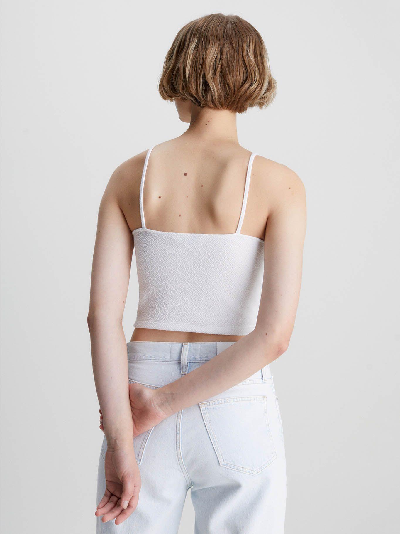 Top cropped elástico milrayas Blanco Calvin Klein-2