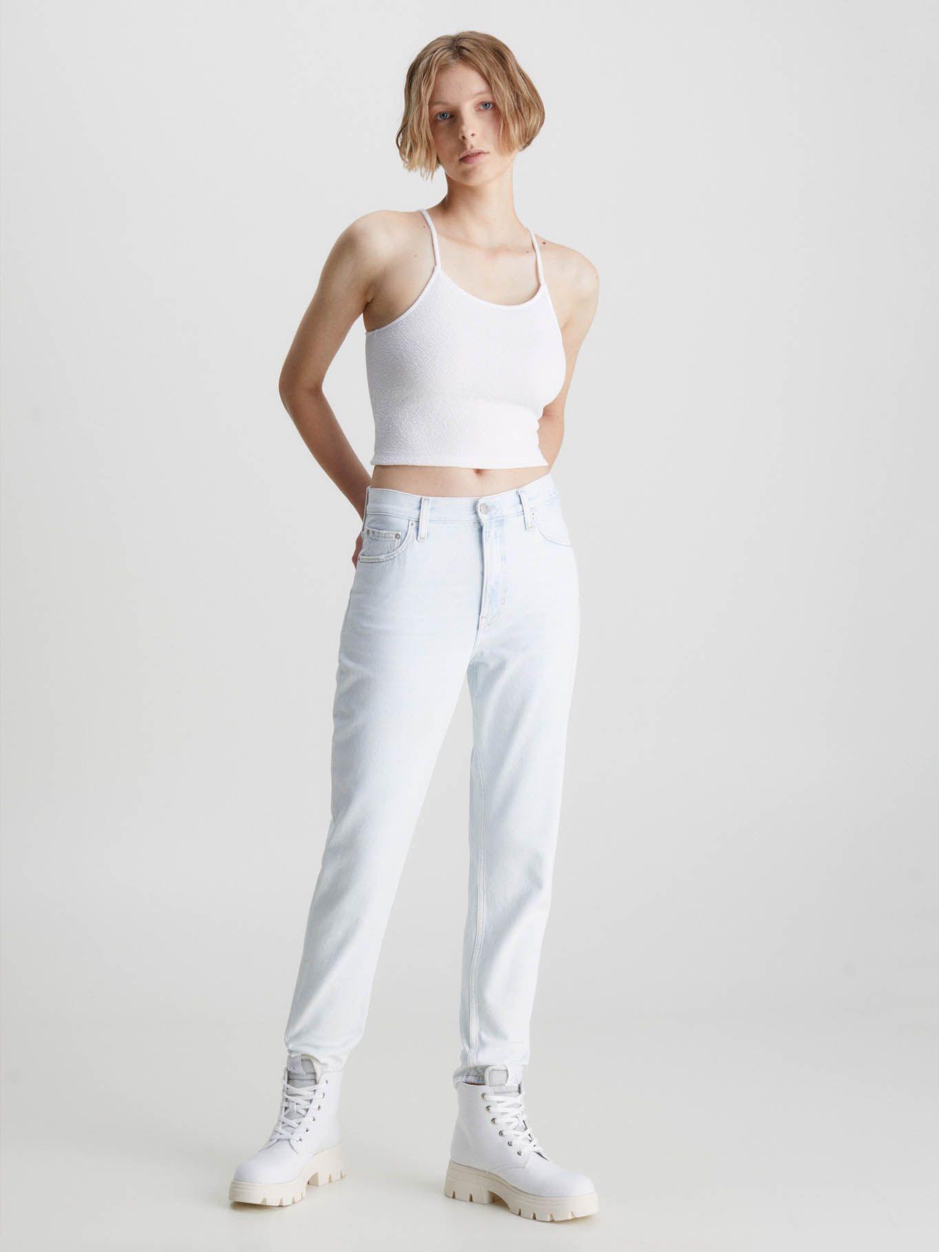 Top cropped elástico milrayas Blanco Calvin Klein-1