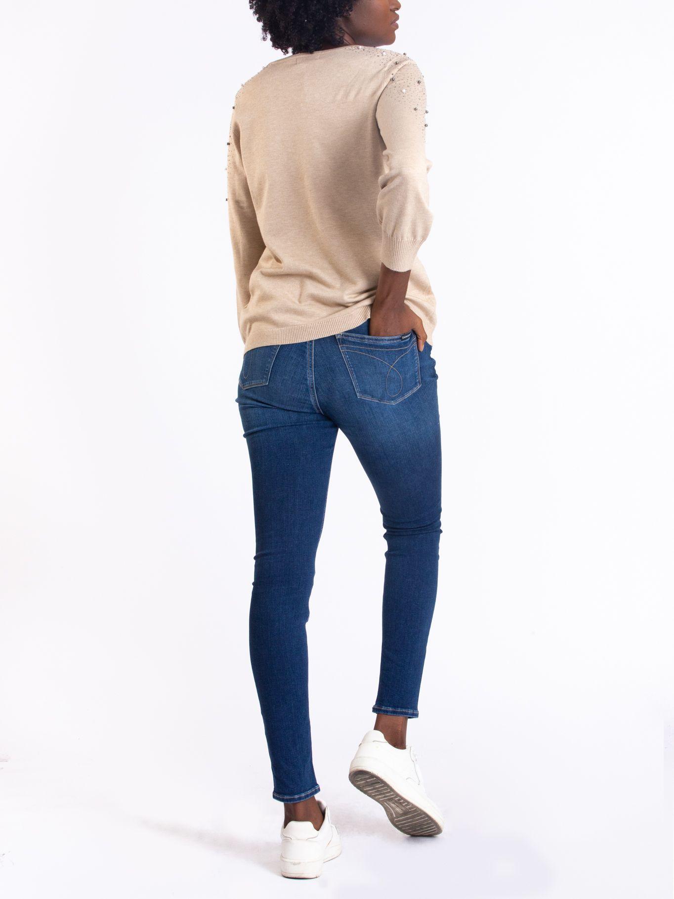 Suéter Rhinestone Beige Calvin Klein-1