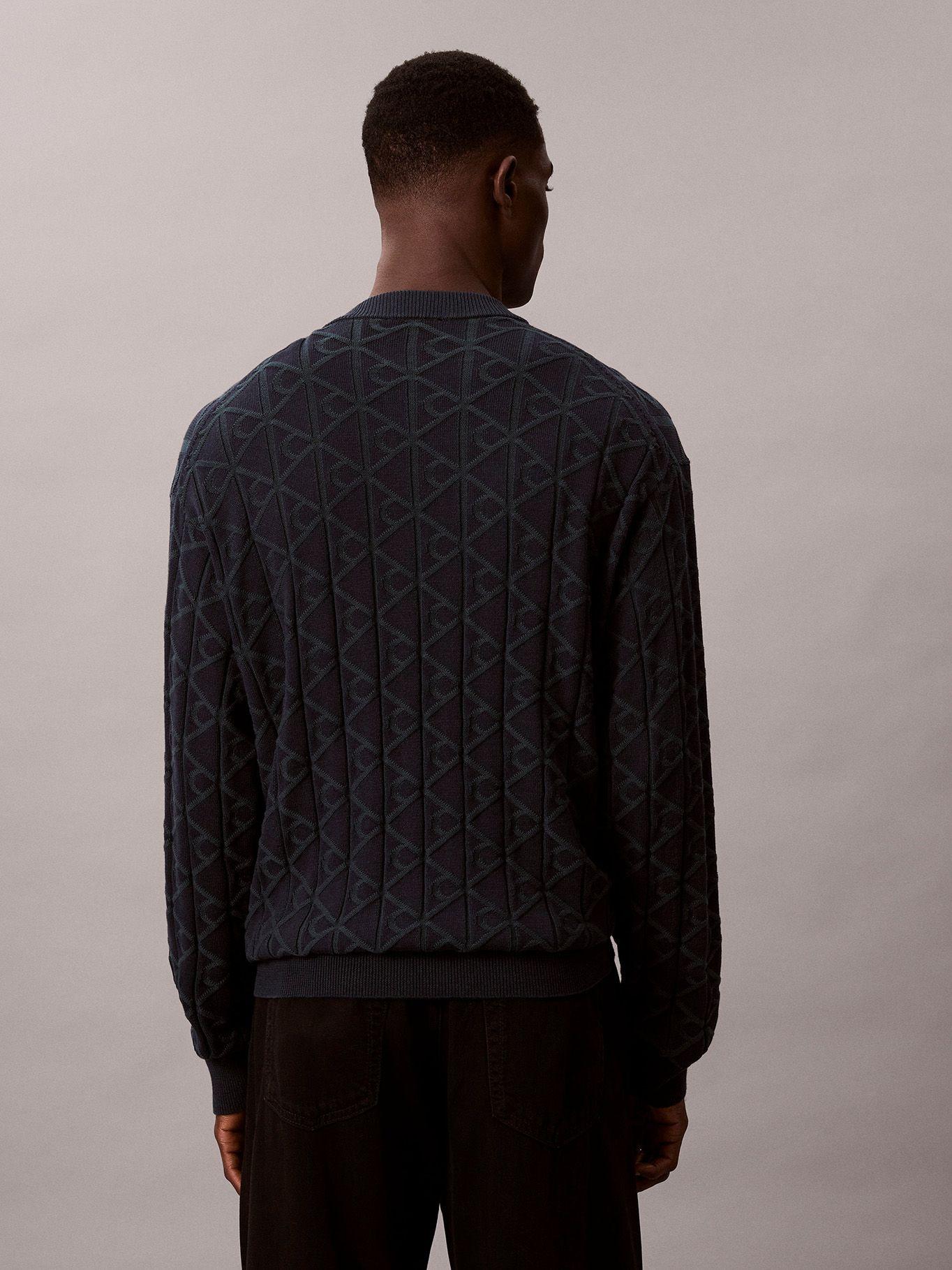 Sweater con Textura de Monograma Negro Calvin Klein-2