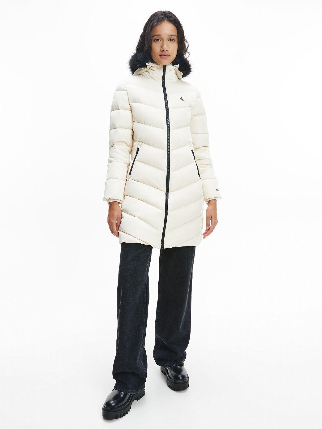 Parka Larga Fitted Down Crema Calvin Klein-4
