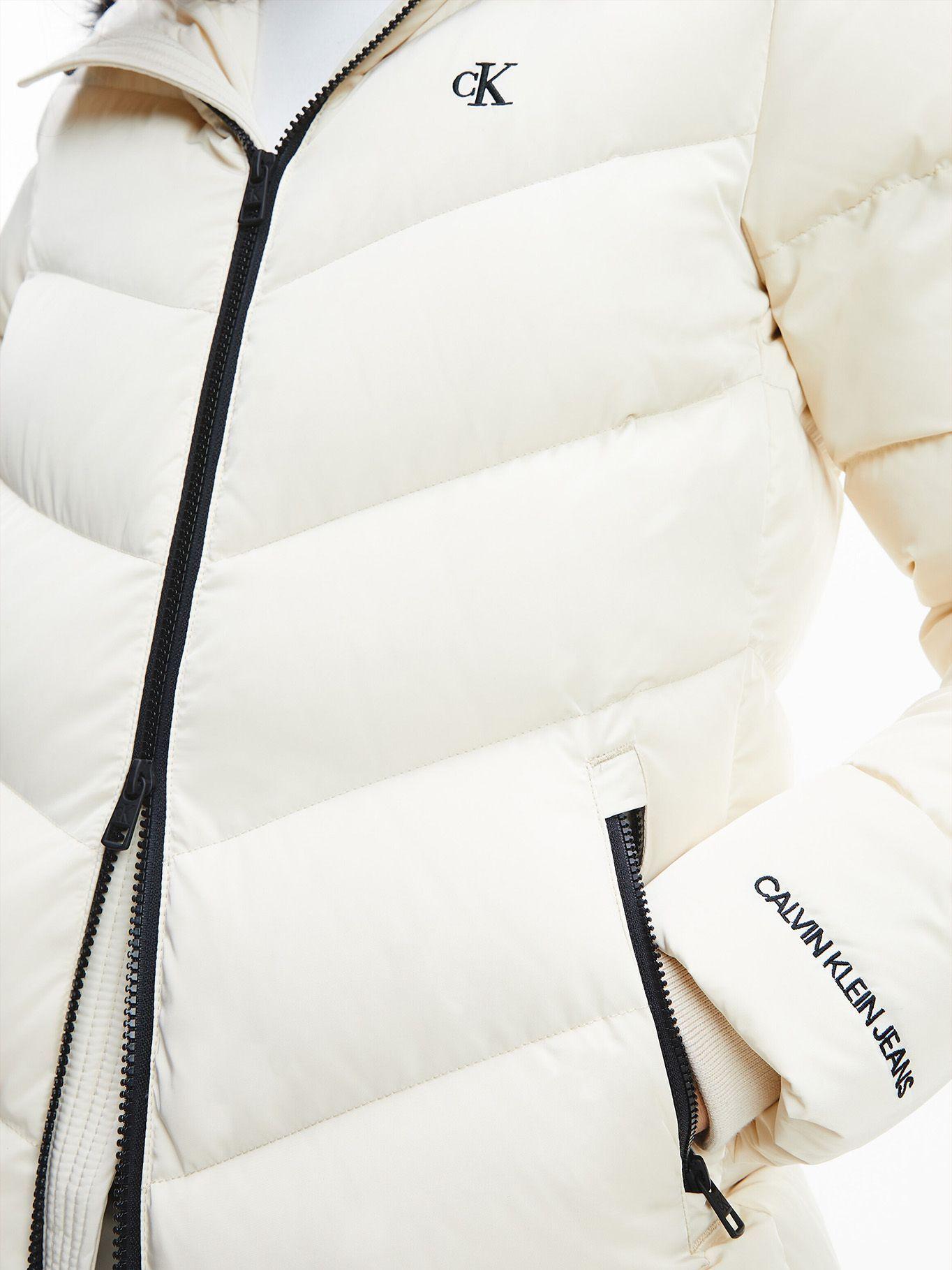 Parka Larga Fitted Down Crema Calvin Klein-3