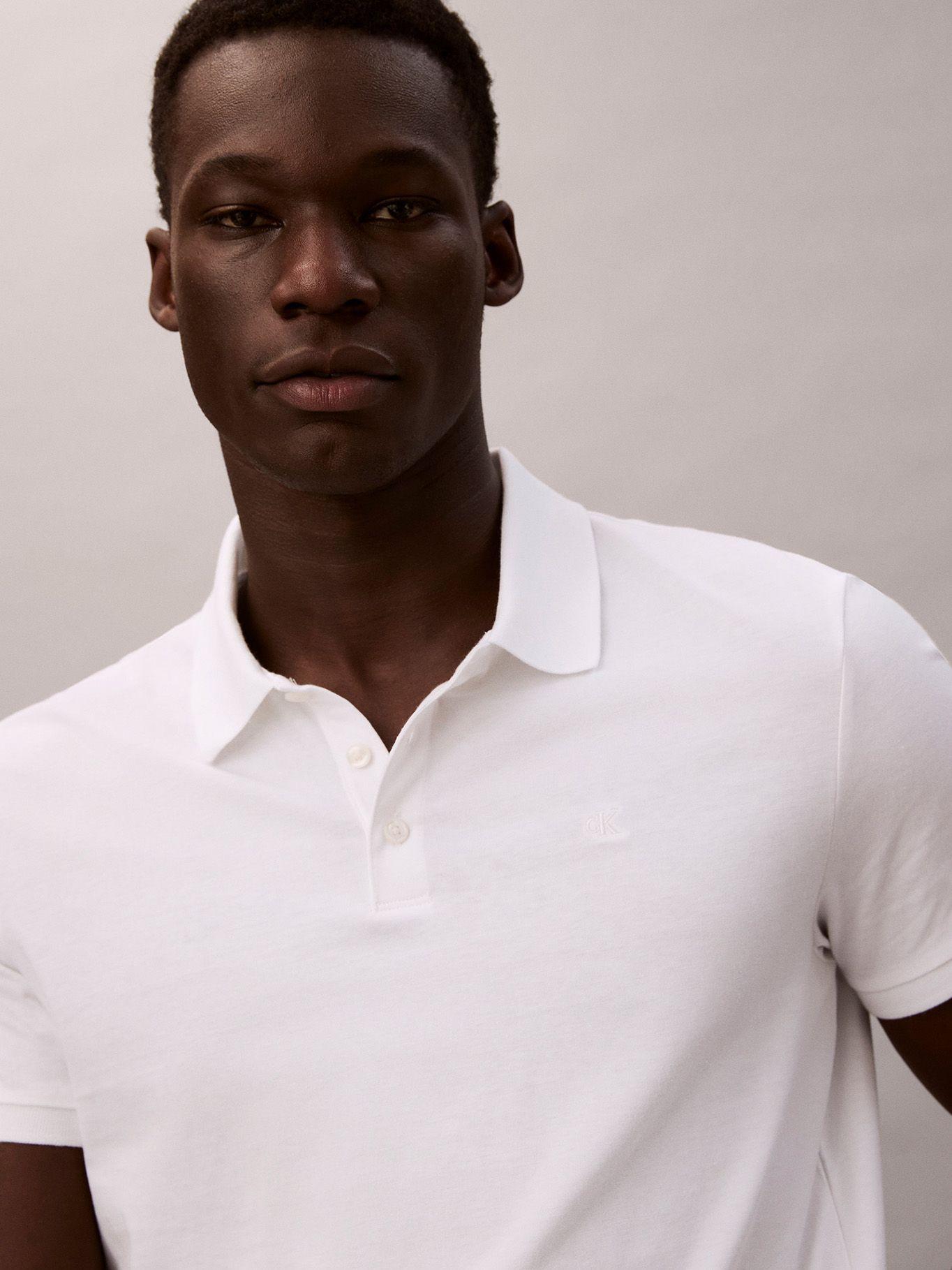 Polo Clásico con Monograma Bordado Blanco Calvin Klein-4
