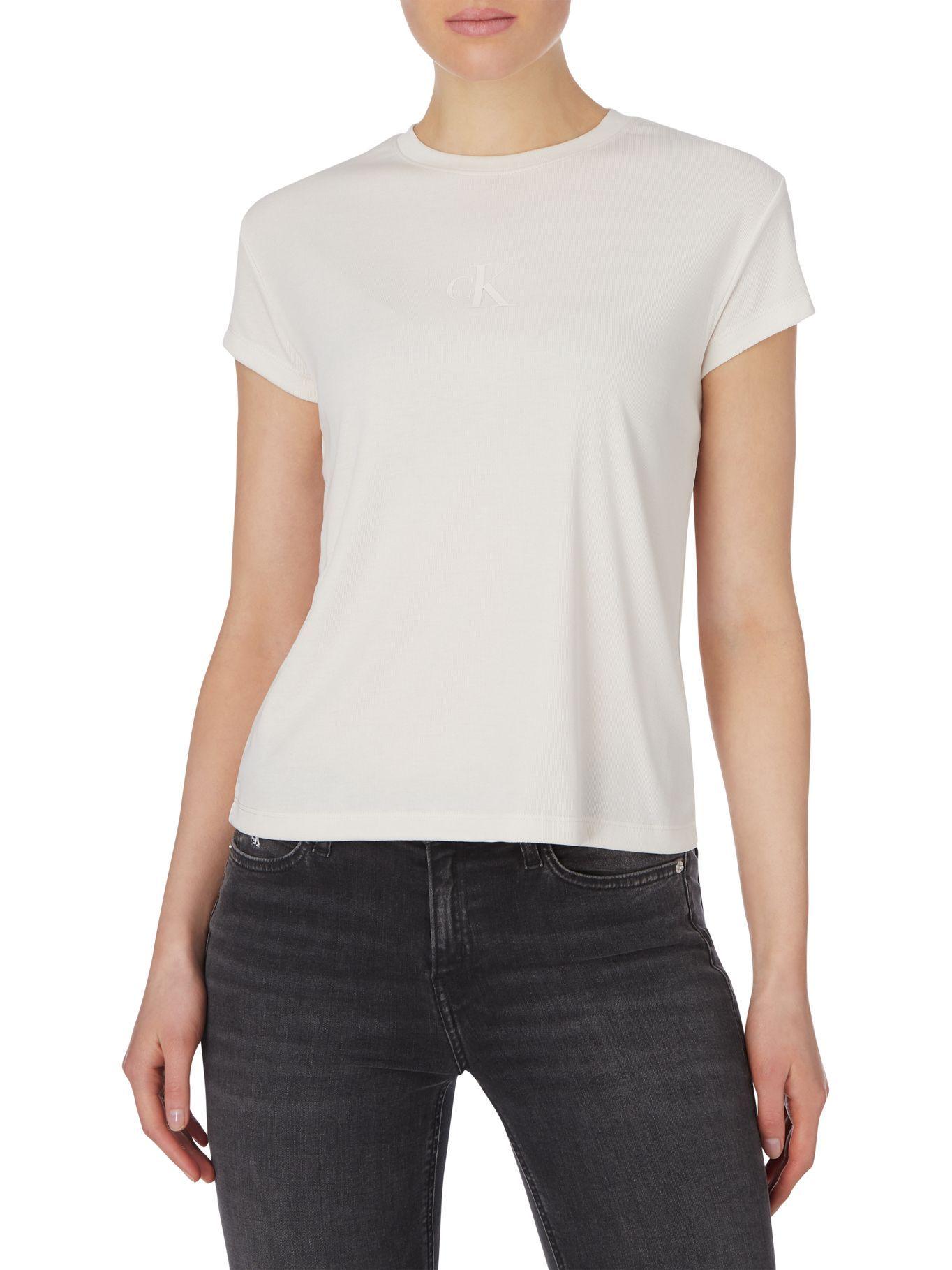 Polera Drapey Rib  Beige Calvin Klein-3