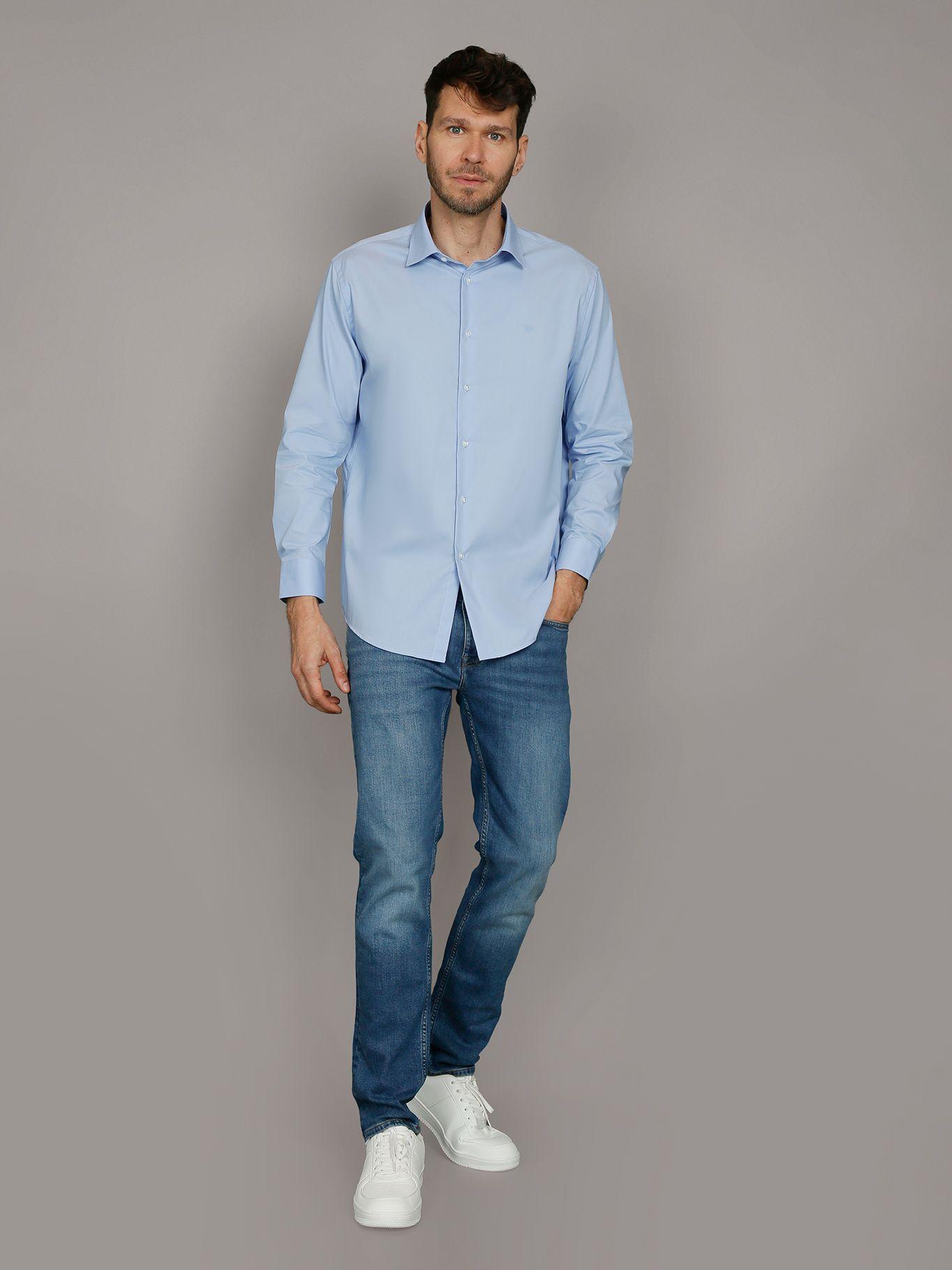Camisa Slim Stretch Azul Calvin Klein-1