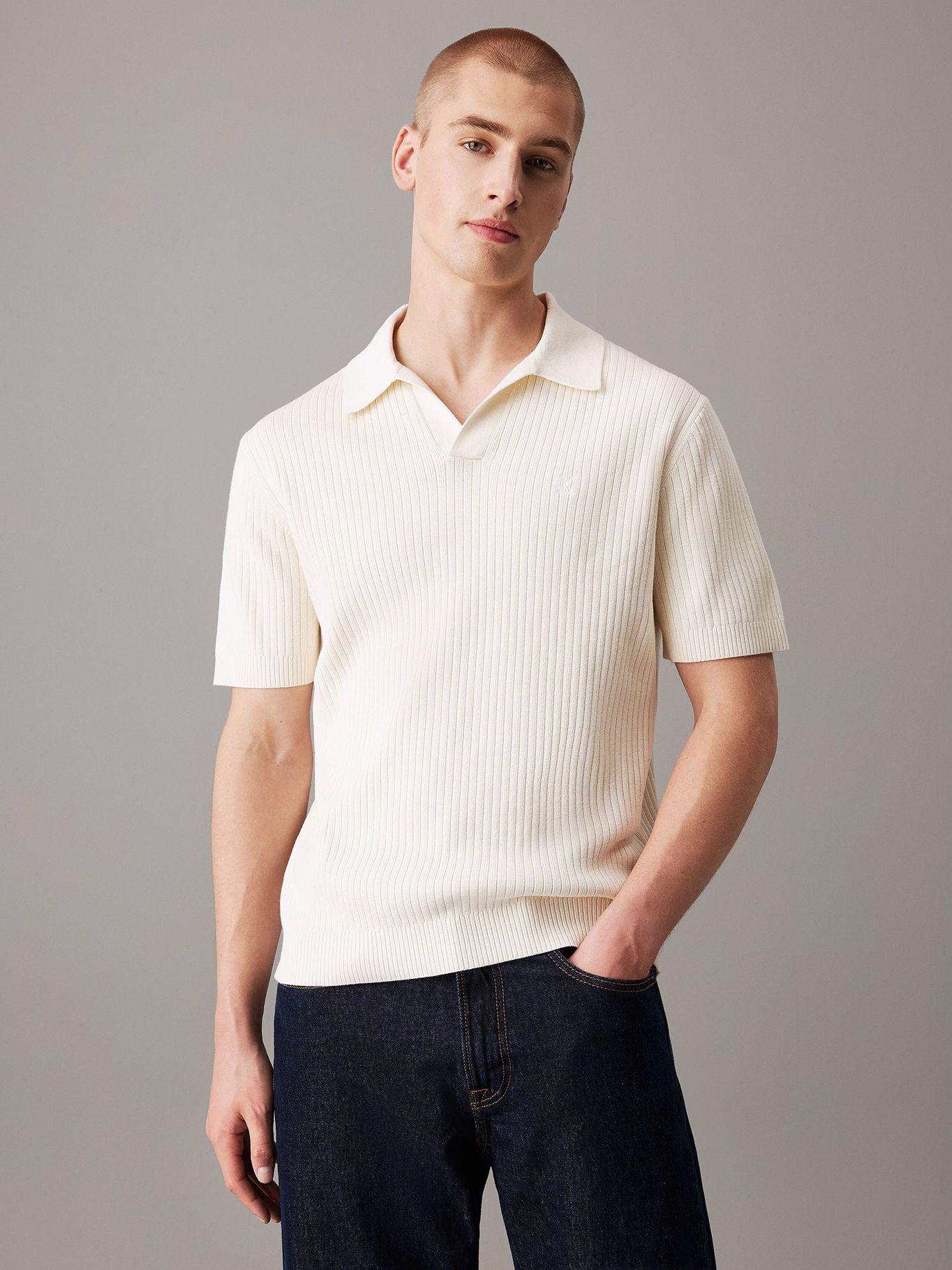 Sweater Linear Ss Polo Sweater Blanco Calvin Klein-0