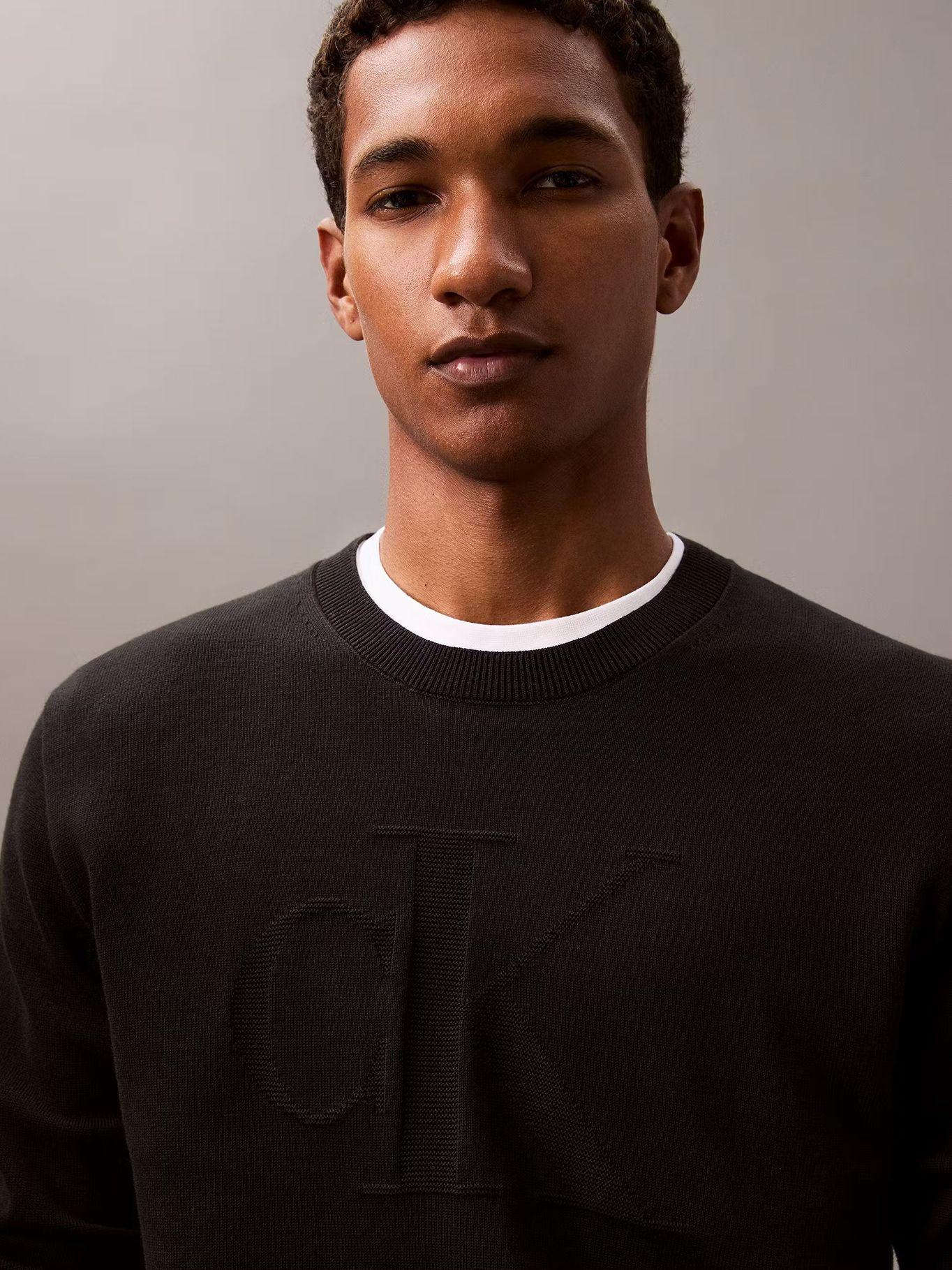 Sweater Algodón y Monograma Tonal Negro Calvin Klein-3