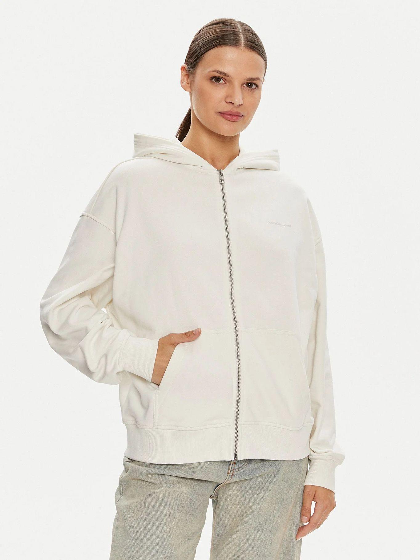 Polerón Diffused Ck Zip Blanco Calvin Klein-0