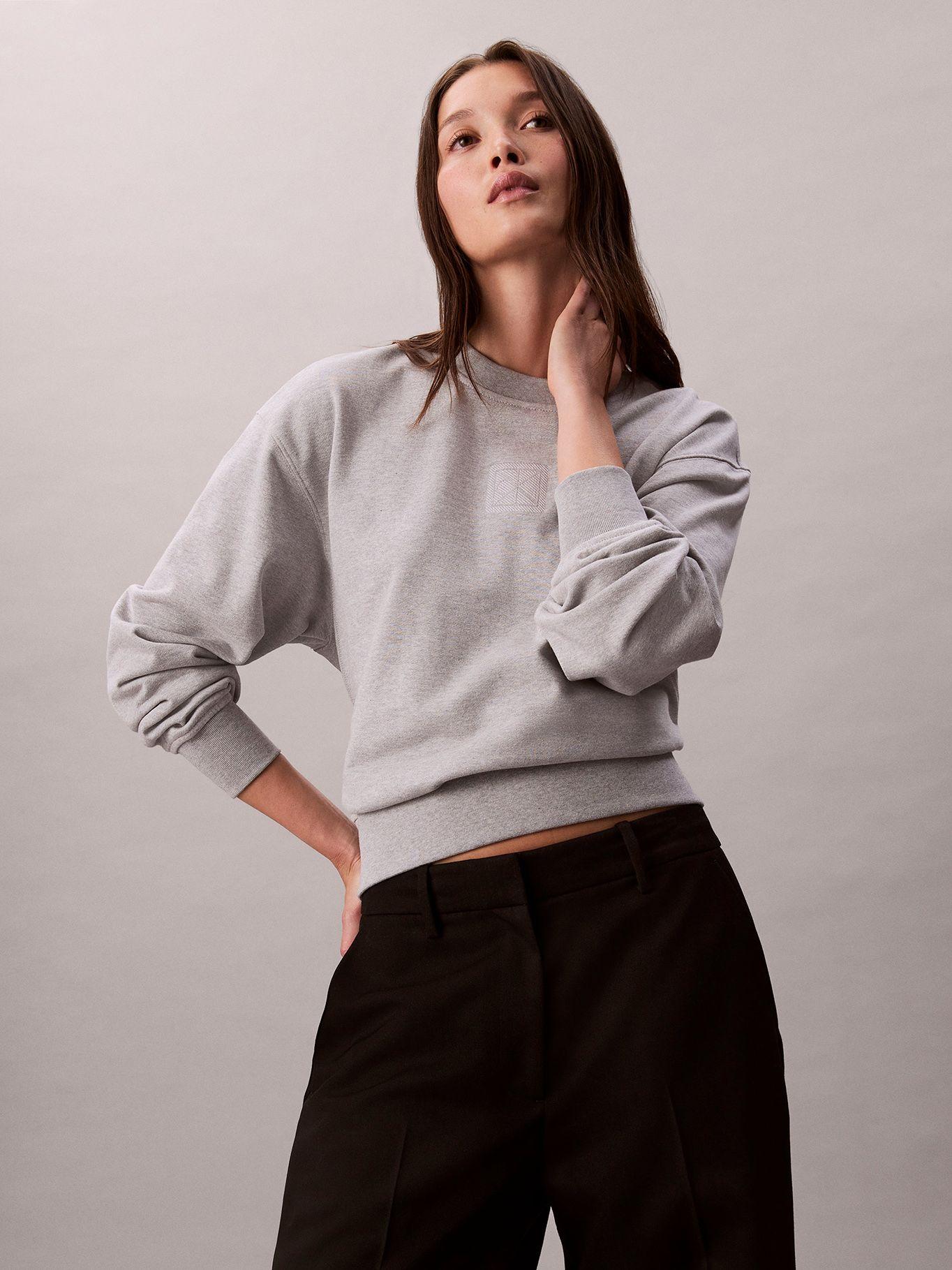 Polerón De Felpa Gris Calvin Klein-3