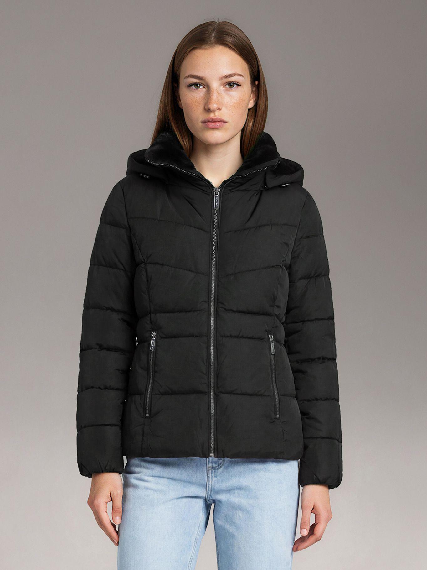 Parka Puffer Corta con Gorro Negro Calvin Klein-0