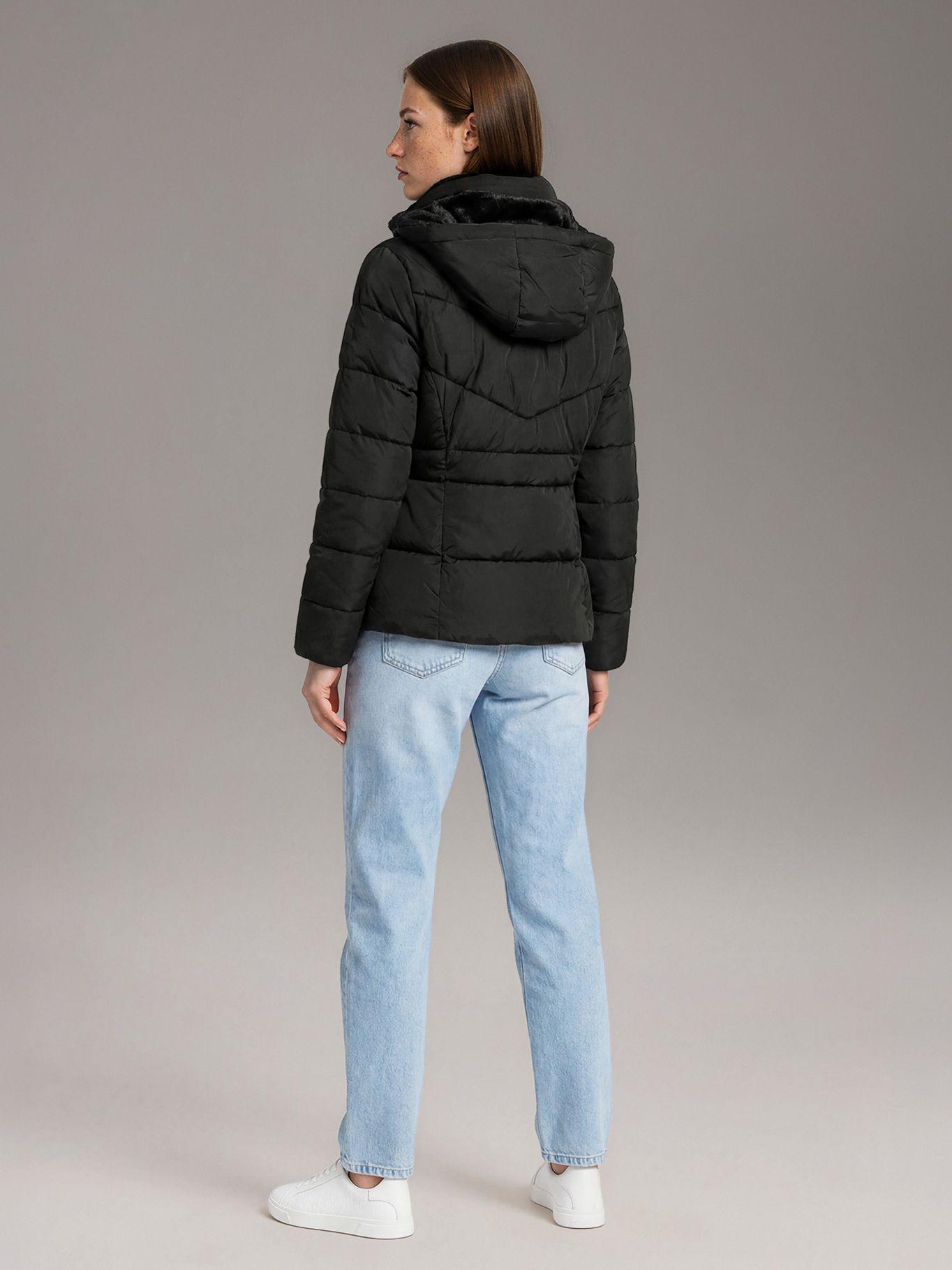 Parka Puffer Corta con Gorro Negro Calvin Klein-2