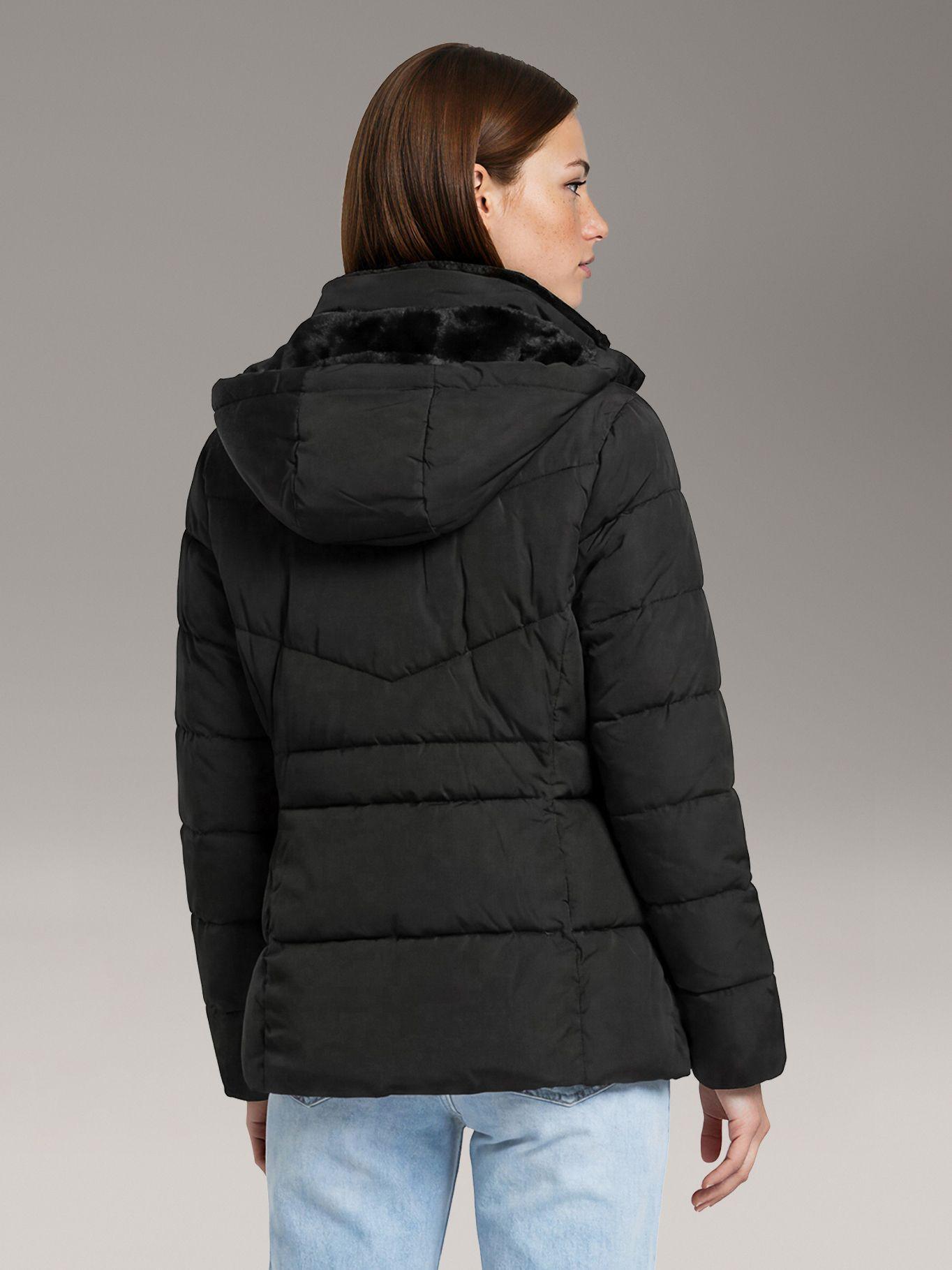 Parka Puffer Corta con Gorro Negro Calvin Klein-3