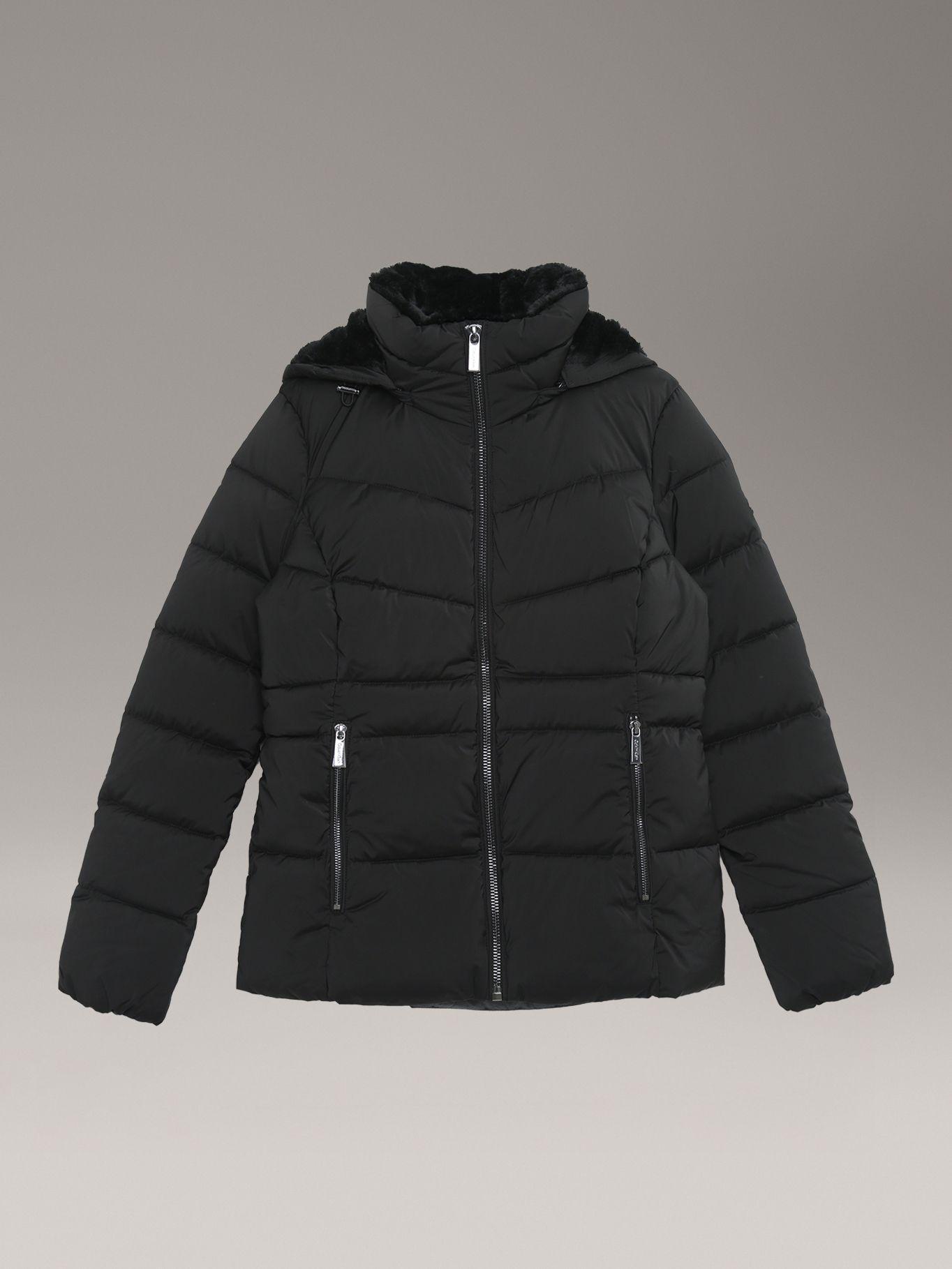 Parka Puffer Corta con Gorro Negro Calvin Klein-4