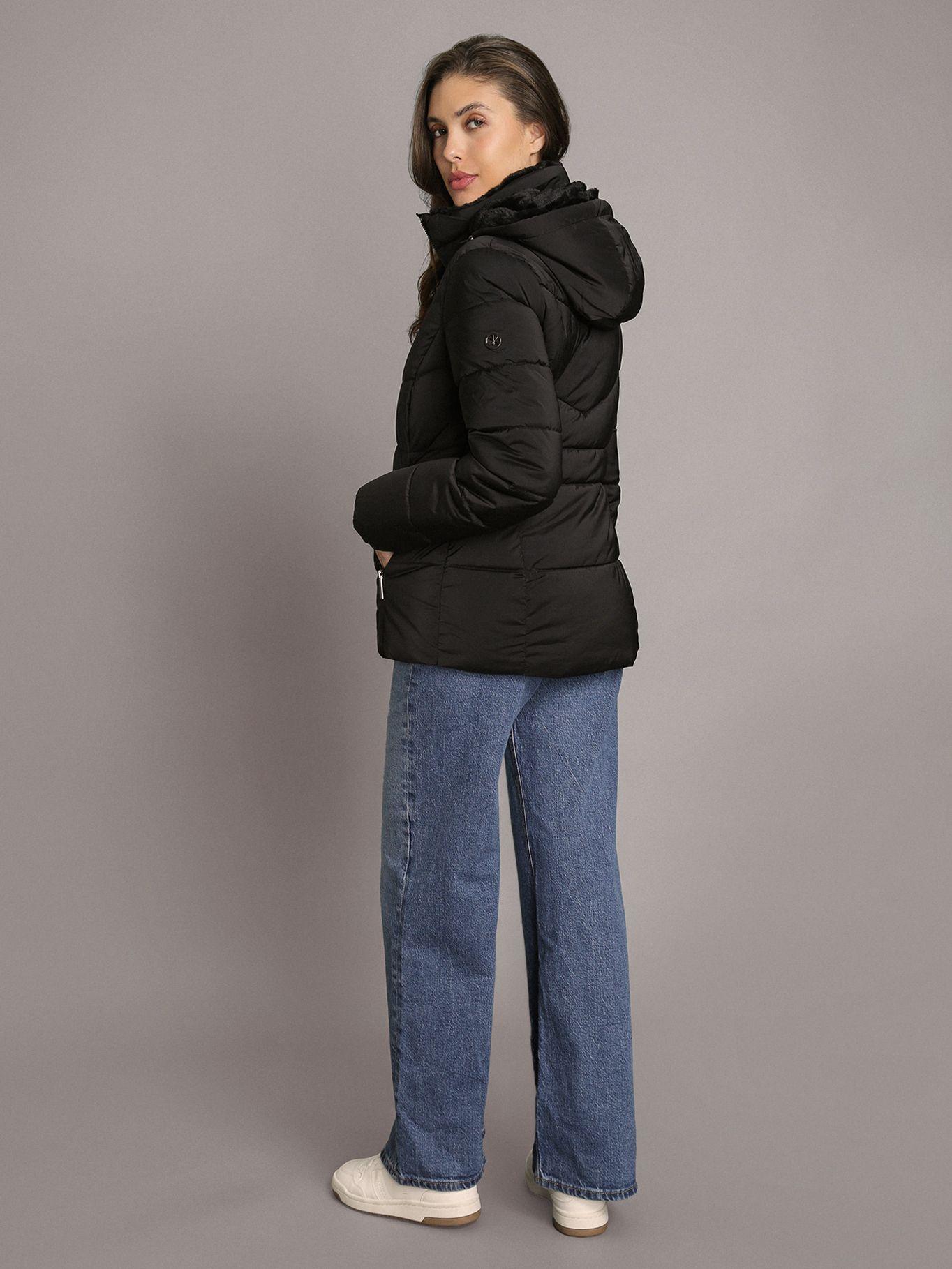 Parka Puffer Corta con Gorro Negro Calvin Klein-2