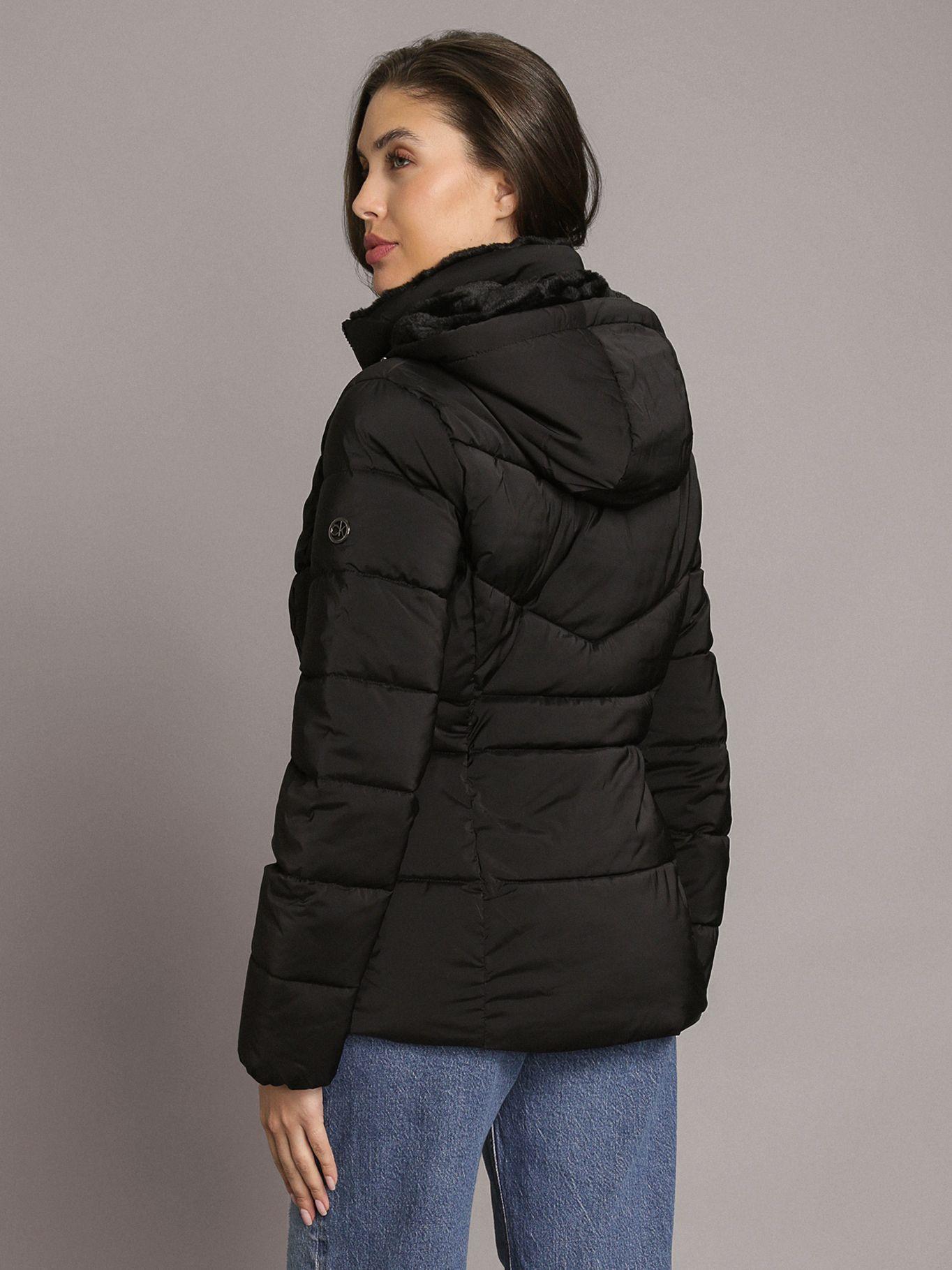 Parka Puffer Corta con Gorro Negro Calvin Klein-3