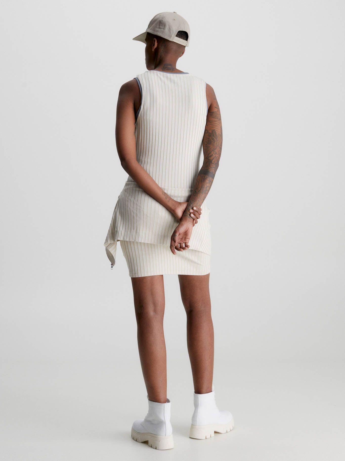 Minivestido con cremallera de canalé Beige Calvin Klein-1