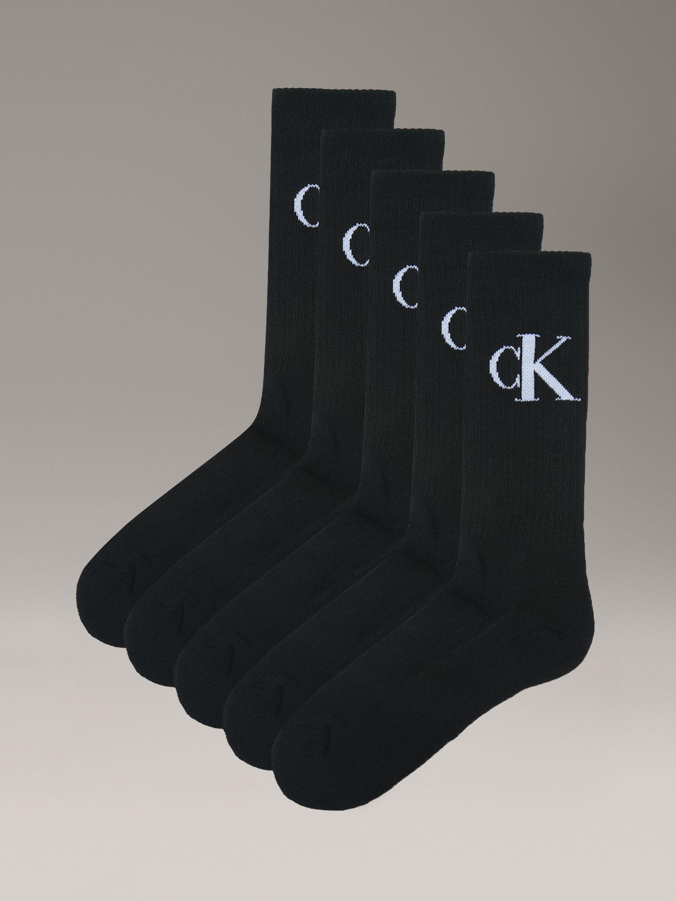 Pack de 5 Calcetines Largos con Logo Negro Calvin Klein-0