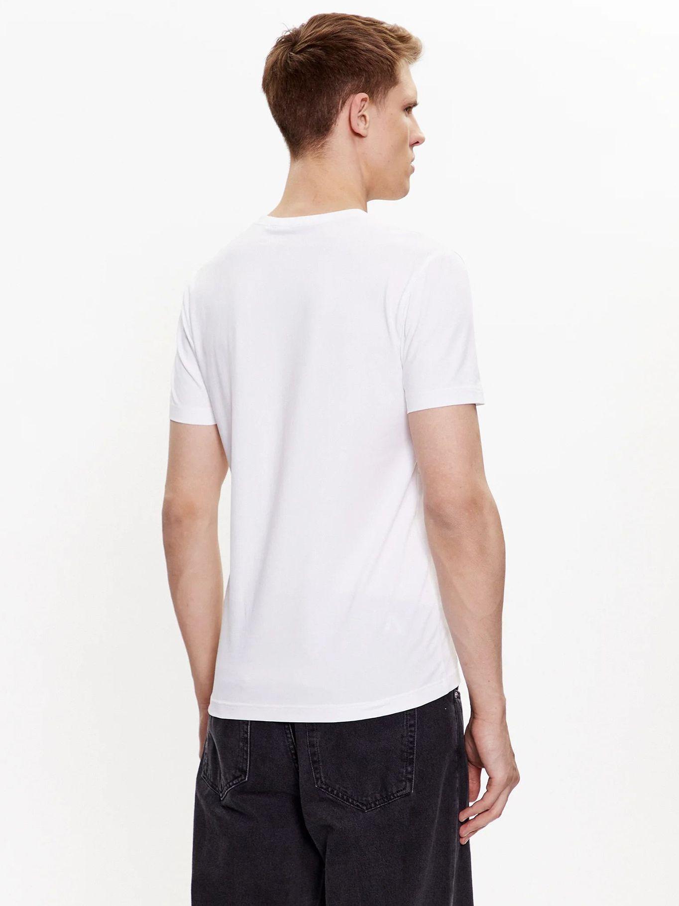 Camiseta con cuello en V y logotipo Blanco Calvin Klein-2