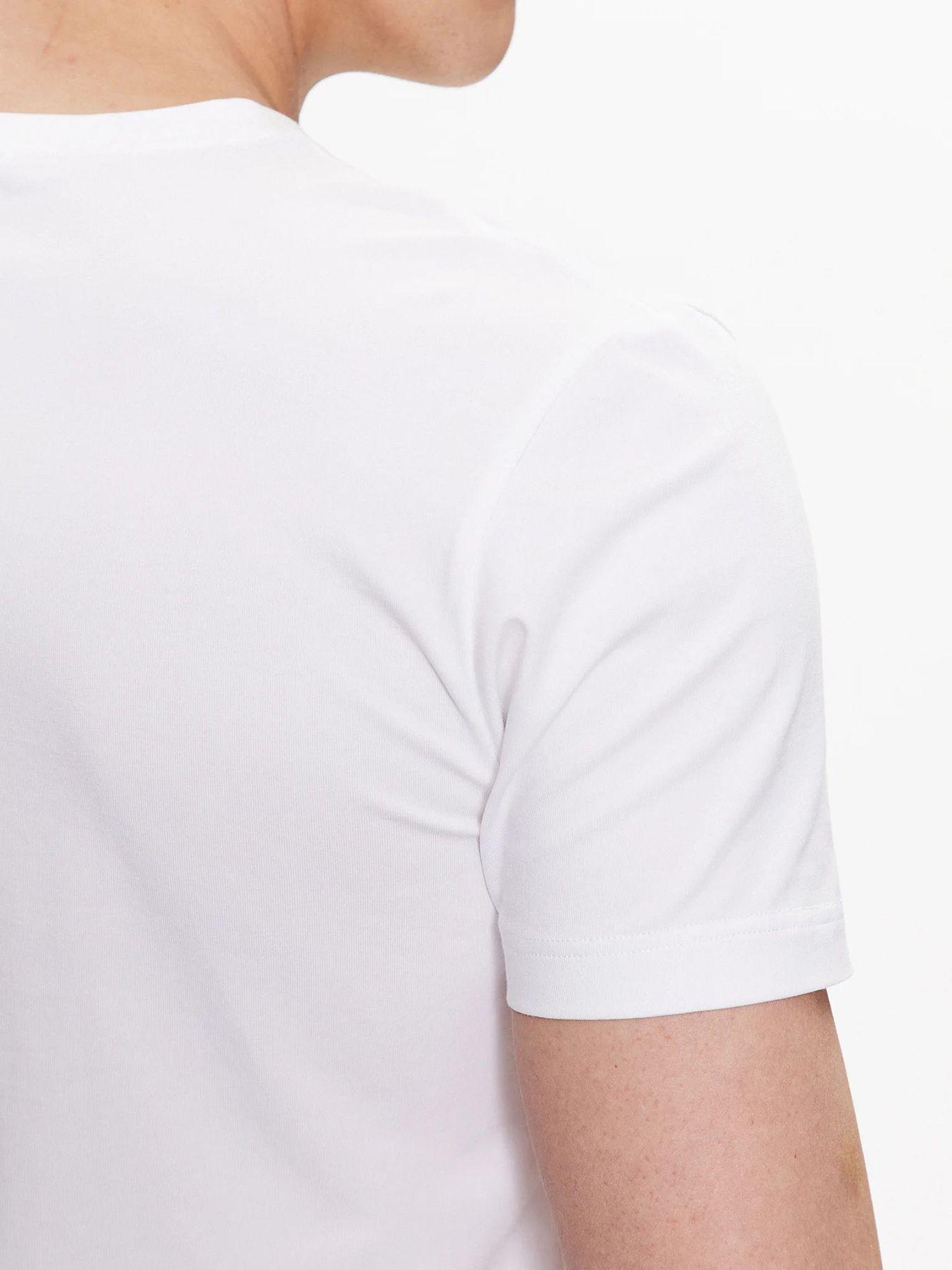 Camiseta con cuello en V y logotipo Blanco Calvin Klein-4