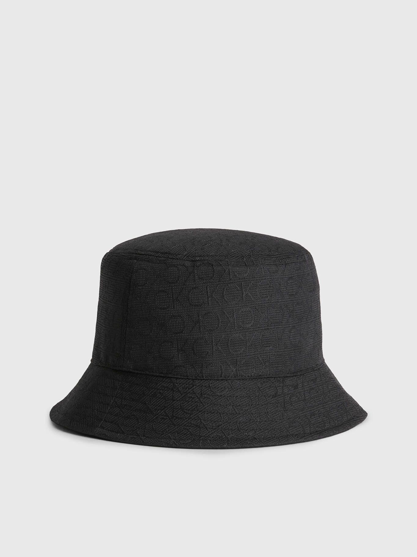 Gorro de pescador reciclado de jacquard con logo Negro Calvin Klein-1